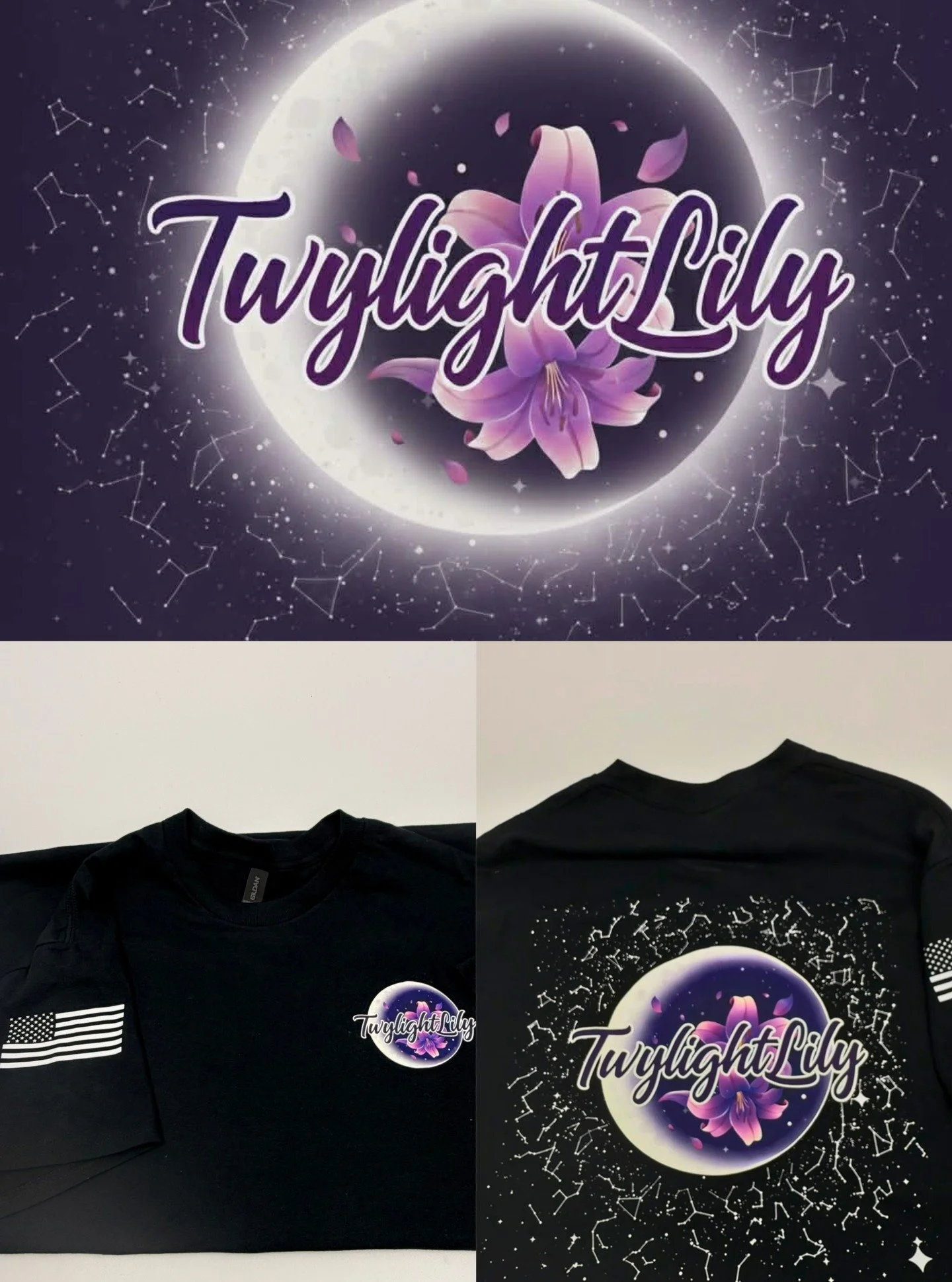 🚨 CONTEST WINNER SPOTLIGHT 🚨

The contest sent in her design and we went to work.

&ldquo;Twilight Lily&rdquo; came out clean, vibrant, and exactly the vibe. The moon glow, the constellations, and that lily detail all hit perfect on black.

Huge co