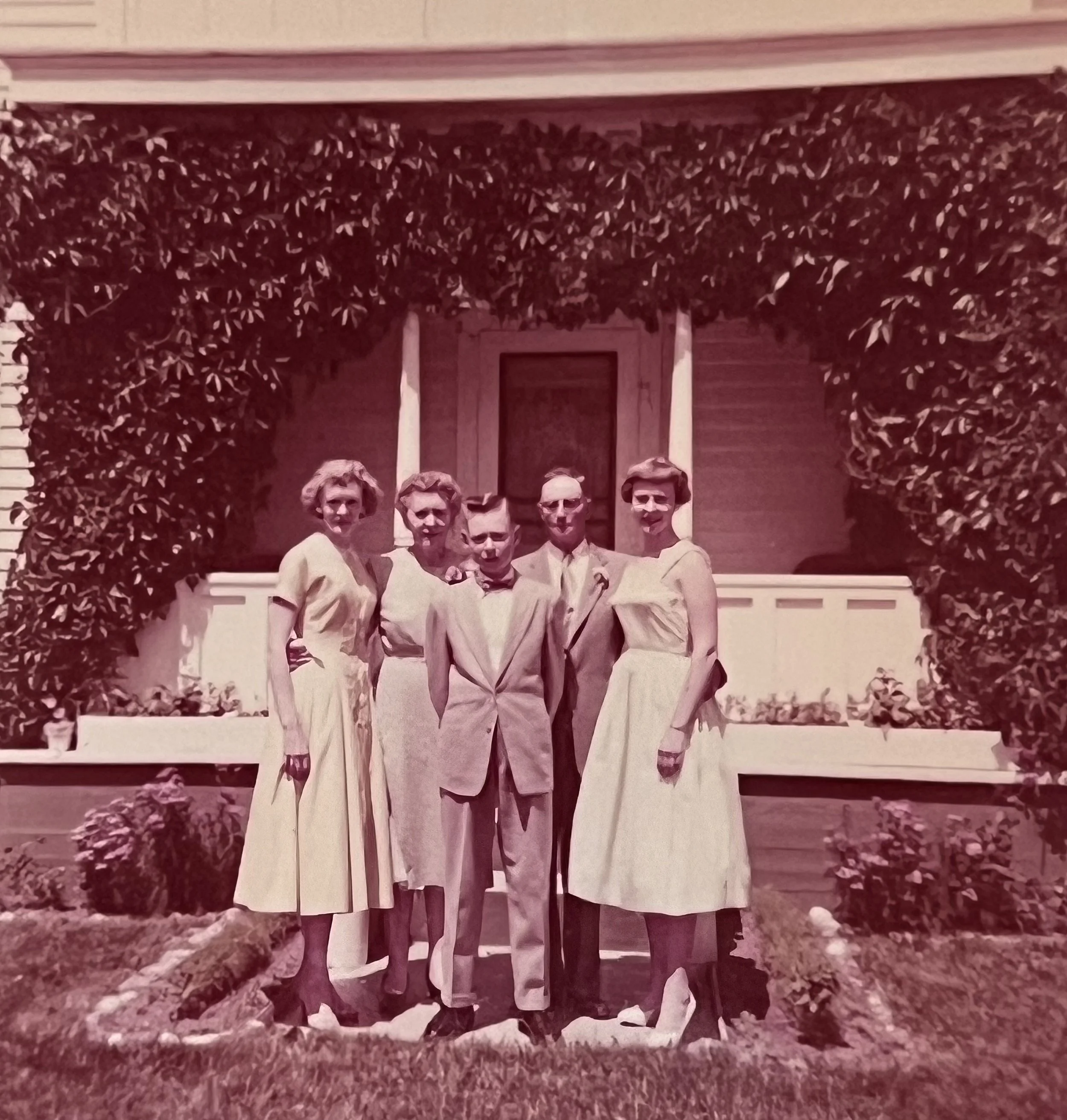 1956 - JoeAnn, Emma, John, John, & Pauline Johnson.