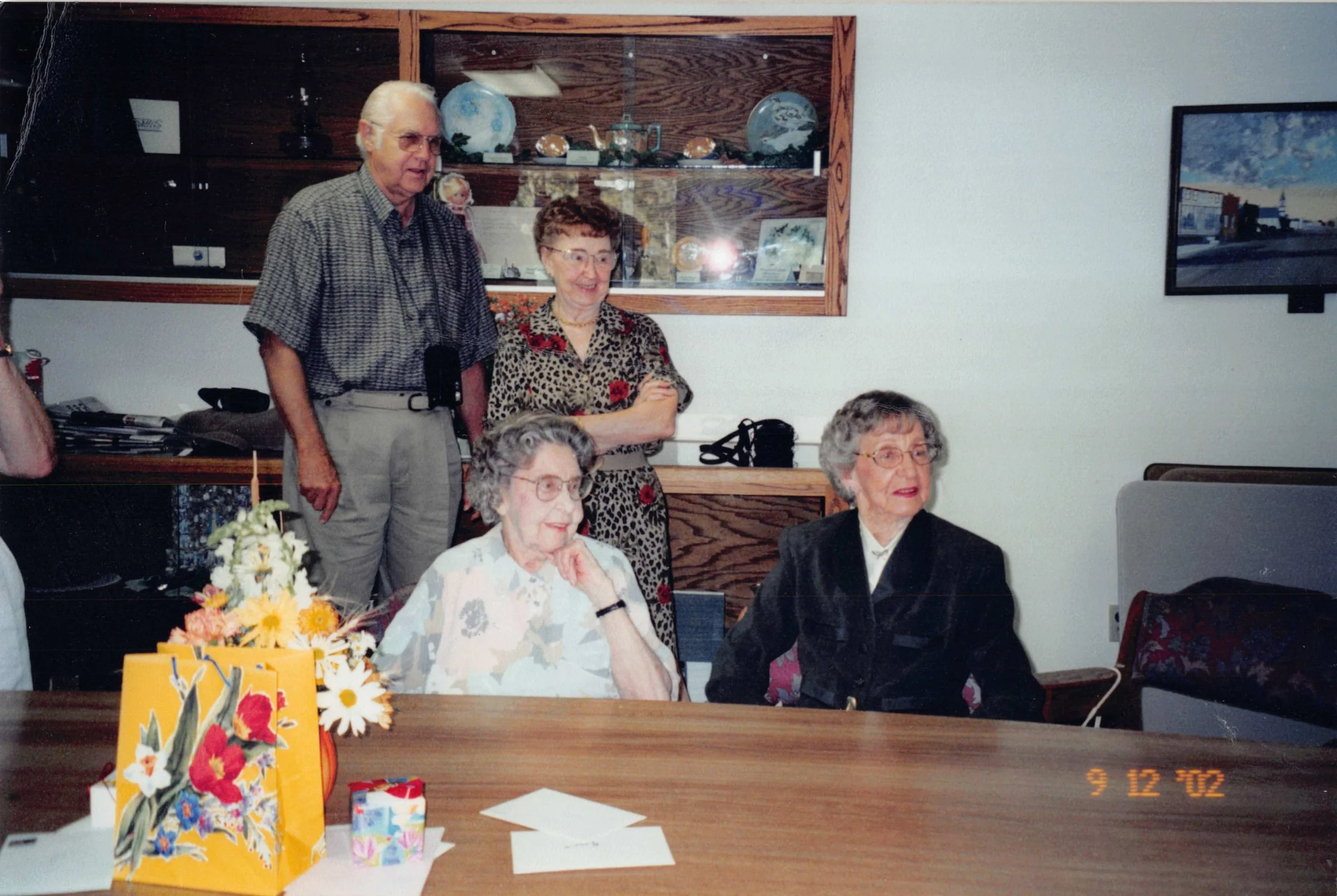 2002 - Front: Mae Meier & Pauline Page. Back: Don & Lillian Helgason.