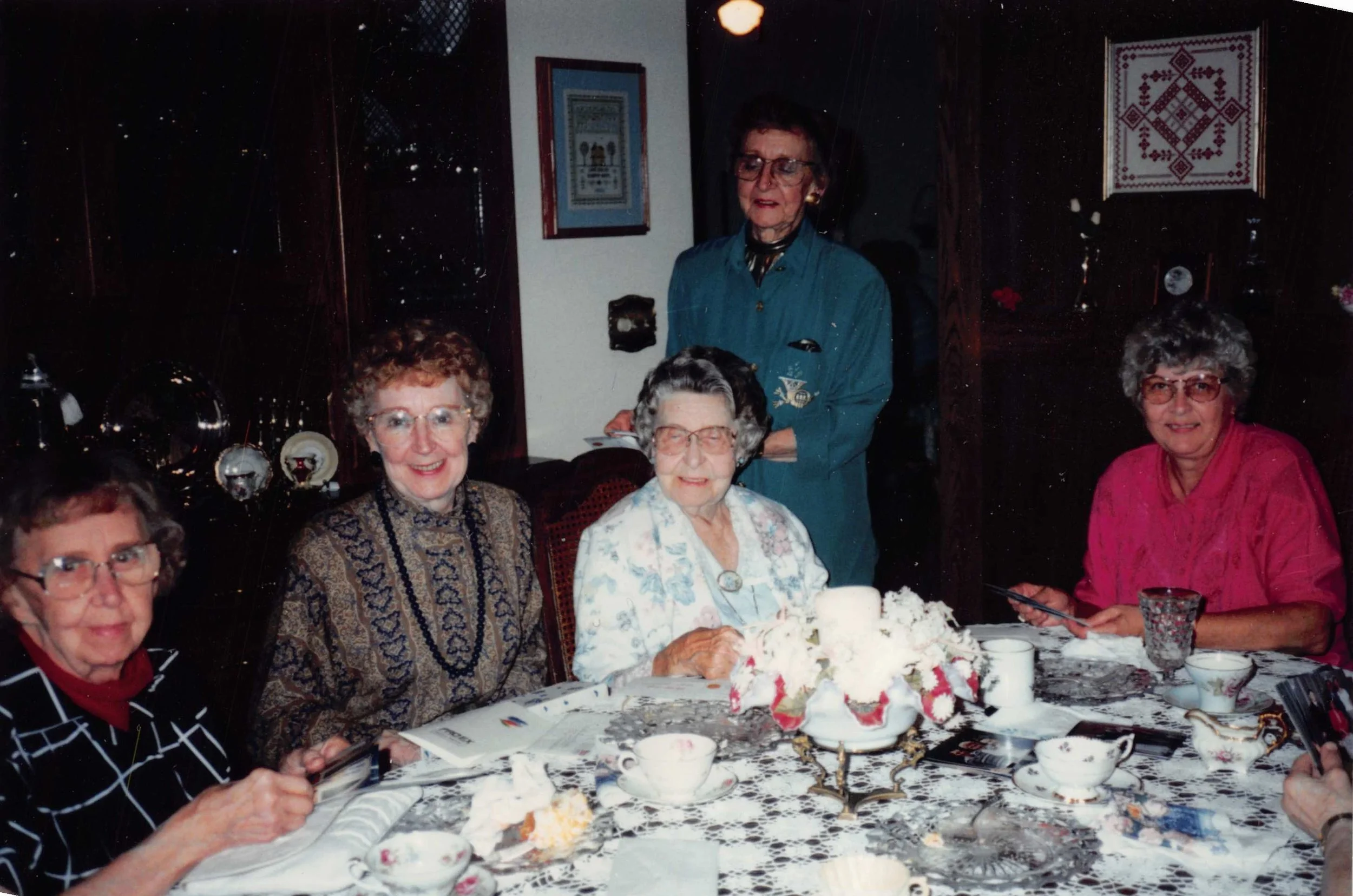 1995 - Rose Bolstad, Lillian Helgason, Mae Meier, Pauline Page, Gladys Hammer.