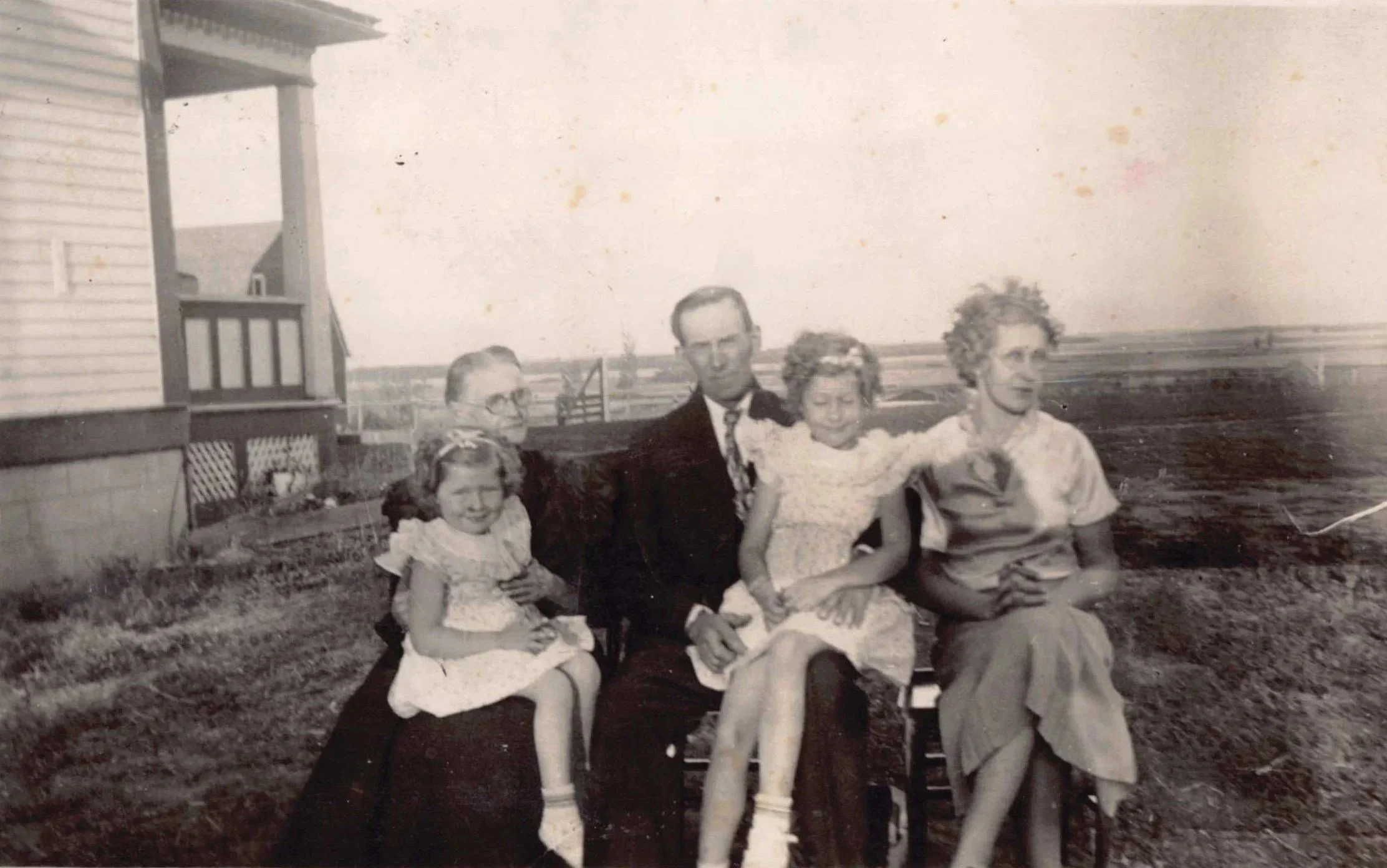 1935 - Dodie Boe, Sigridur Hall (J.G.'s mother), J.G. Hall, Lois & Mae Meier.
