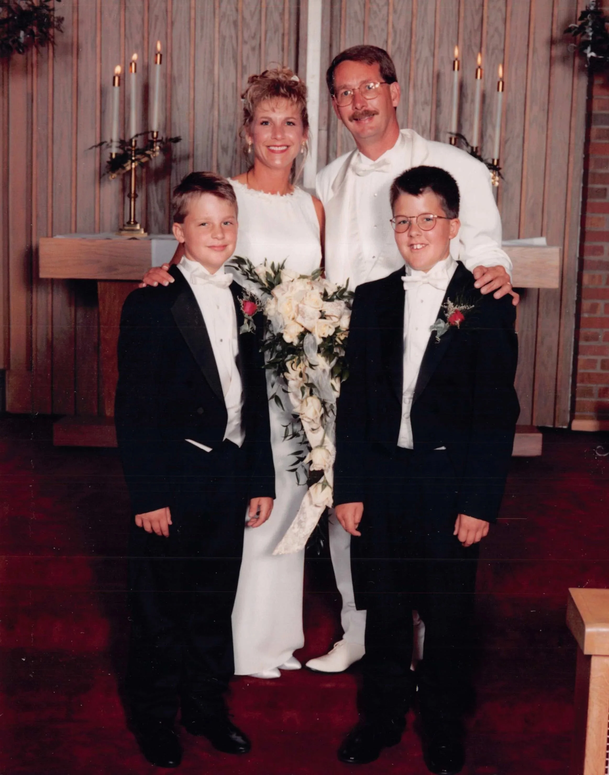 1997 - Kristi & Rodger's wedding - Kyle Sveen, Kristi & Rodger Hall, Kade Sveen.
