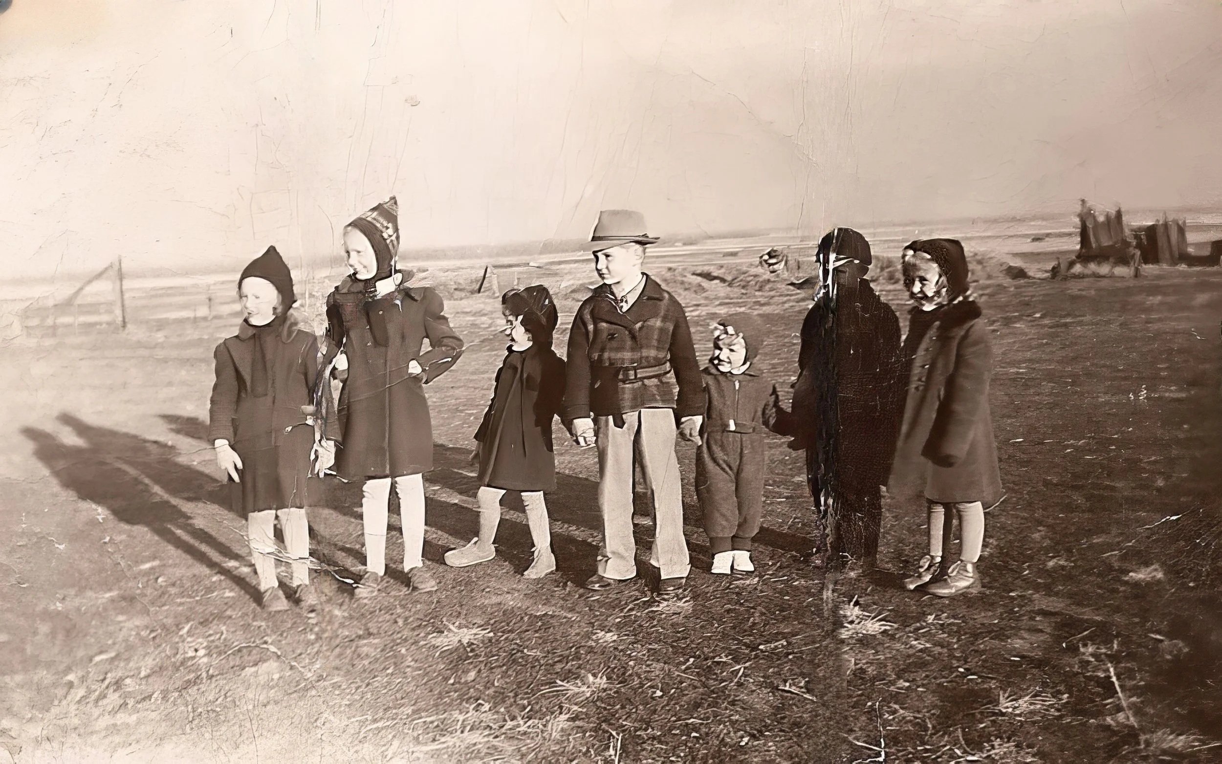 1940s - Pauline & JoeAnn Johnson, Gladys Meier, Walter & Alfred Hall, Marvin & Marilyn Meier.