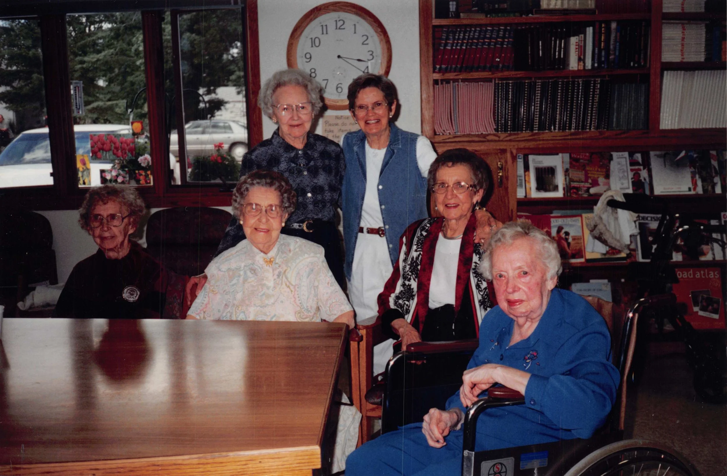 2001 - Front: Rose Bolstad, Mae Meier, Pauline Page, Emma Johnson. Back: Christine Hall,  Wanda (Samson) Hall.