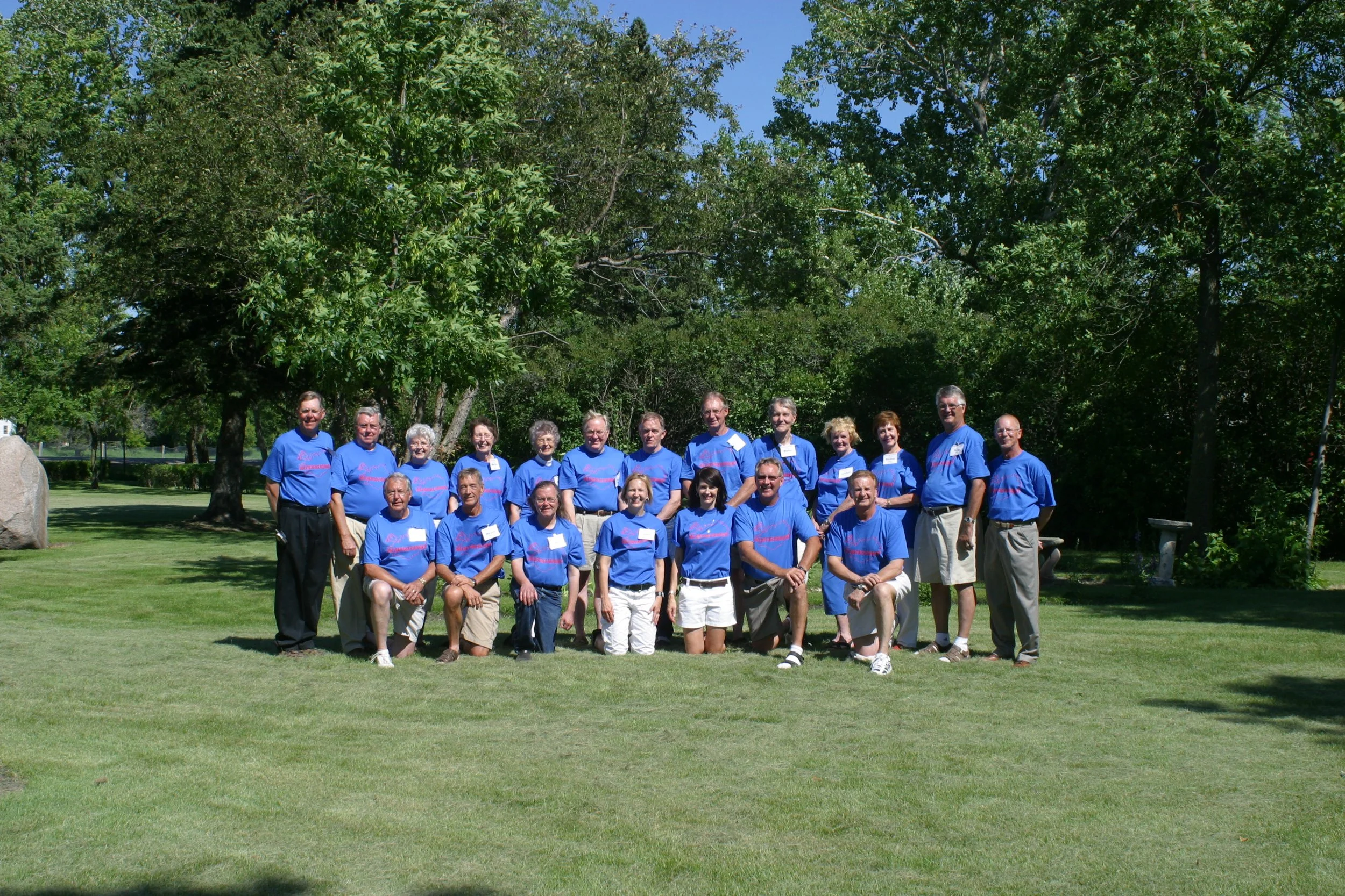 2007 - Hall Family Reunion - 1st cousins - Marvin Meier, Wayne Helgason, Jay Hall, Joann Hall Swenson, Connie Simpson, Fred Hall, Nick Hall. Back: Warren Hall, Alfred Hall, Gladys Hammer, Marilyn Hegre, Dodie Boe, Orin Bolstad, Monty Bolstad, John Jo