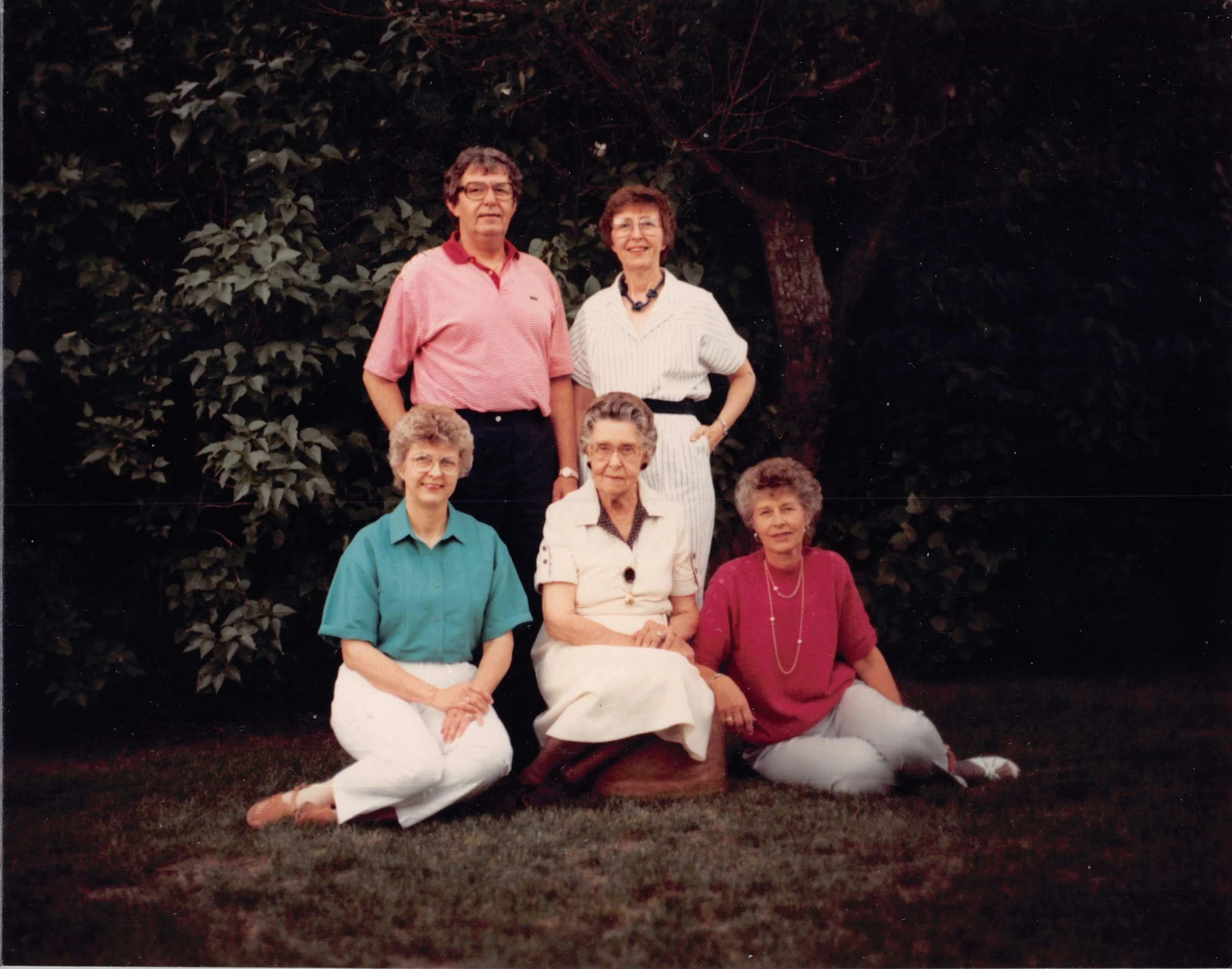 2007 - Front: Gladys Hammer, Mae Meier,  Dodie Boe. Back: Marvin Meier, Marilyn Hegre.