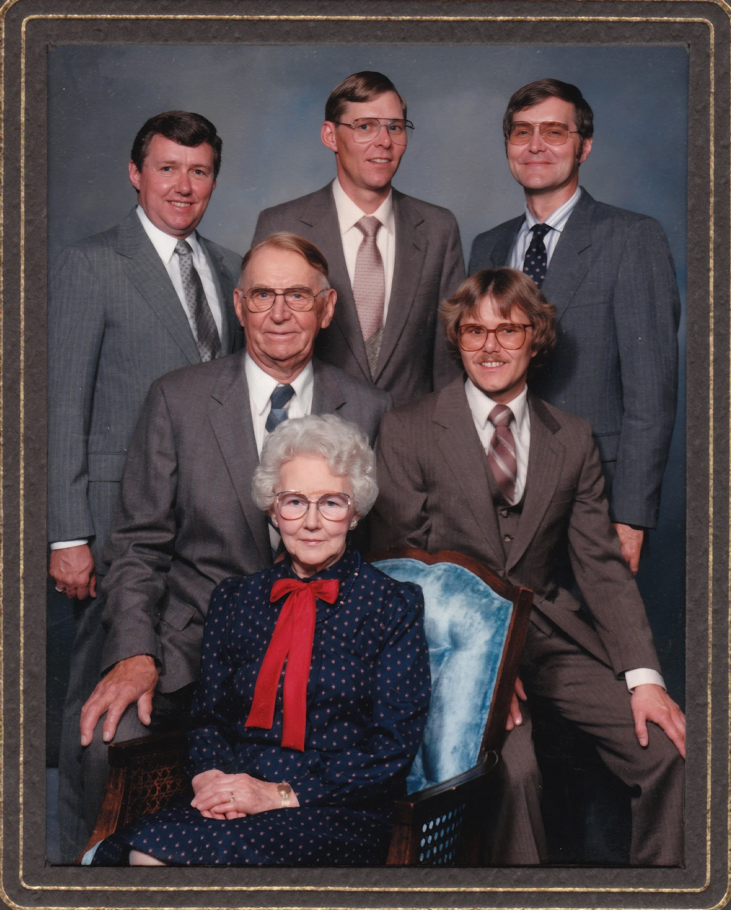 1986 - Front: Christine Hall. Middle: Joe & Jay Hall. Back: Alfred, Warren, & Walter Hall.