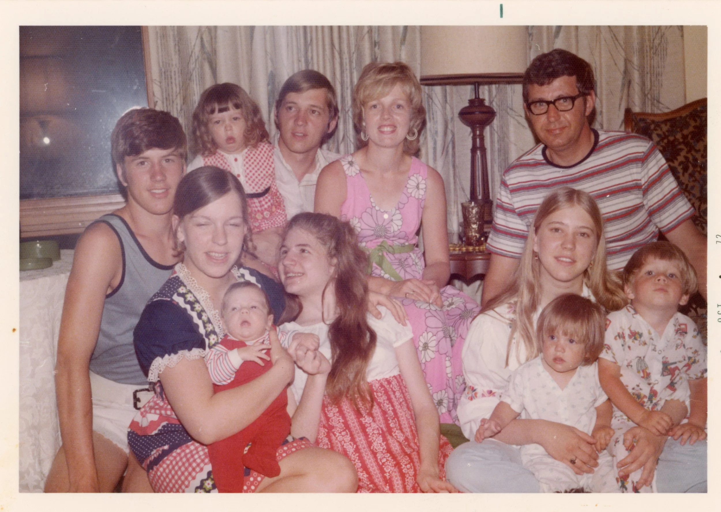1972 - Front: Karen, Grayson, Sherry, & Deb Helgason; Blyth & Bard Meier. Back: Lowell, Jennifer, & Wayne Helgason; DelRae & Marvin Meier.