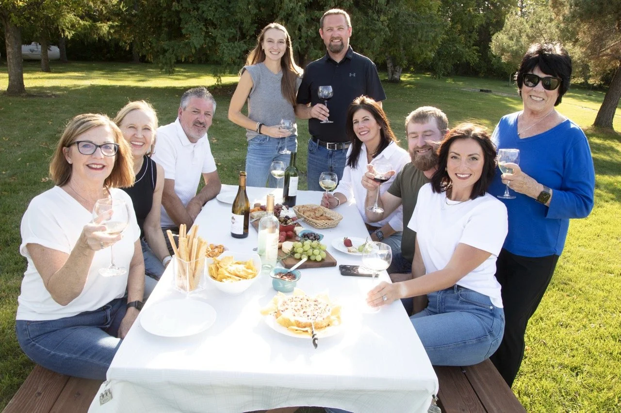 2025 - Cookbook photo shoot (John Borge Studios) - Dorothy Hall; Joann Hall Swenson; TJ,  Mariah, Jackson, Katie, Taylor, Alyson, & Ruth Hall.