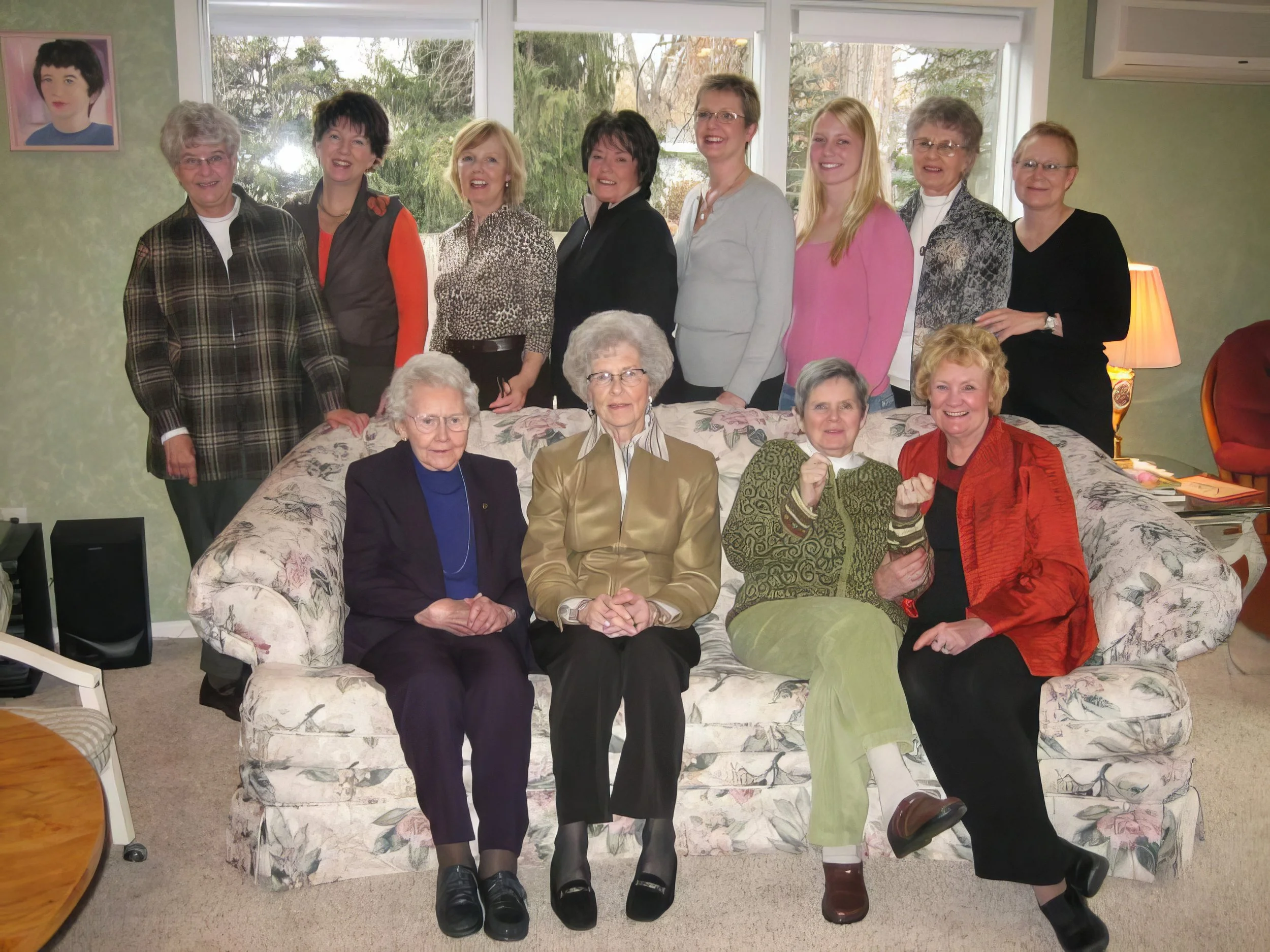 2006 - Front: Christine, Beverley, & Wanda (Samson) Hall; JoeAnn Geiger. Back: Gladys Hammer, Mary Hall, DelRae Meier, Ruth Hall, Dorothy Hall, Alicia Hall, Dodie Boe, Laurie Larson.
