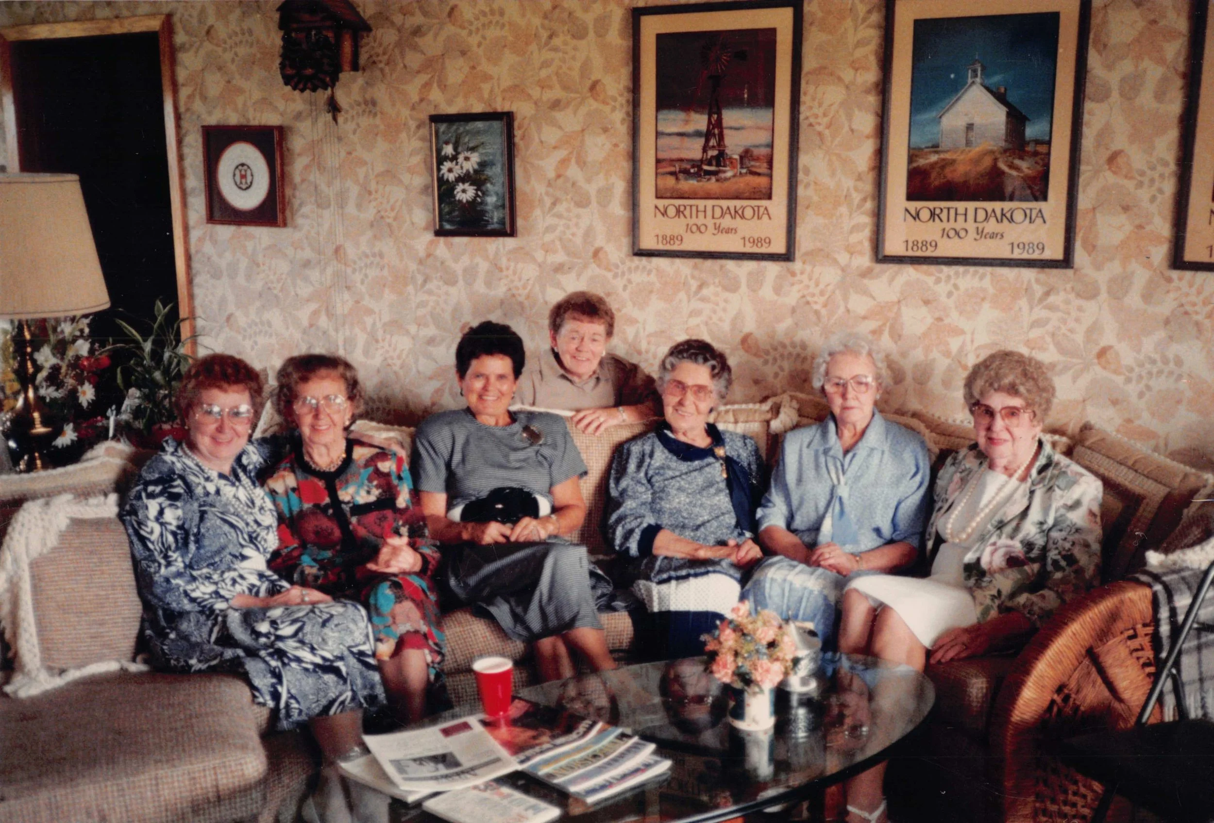 1989 - Lillian Helgason, Rose Bolstad, Wanda (Samson) Hall, Wanda (Nelson) Hall, Mae Meier, Christine Hall, Emma Johnson.