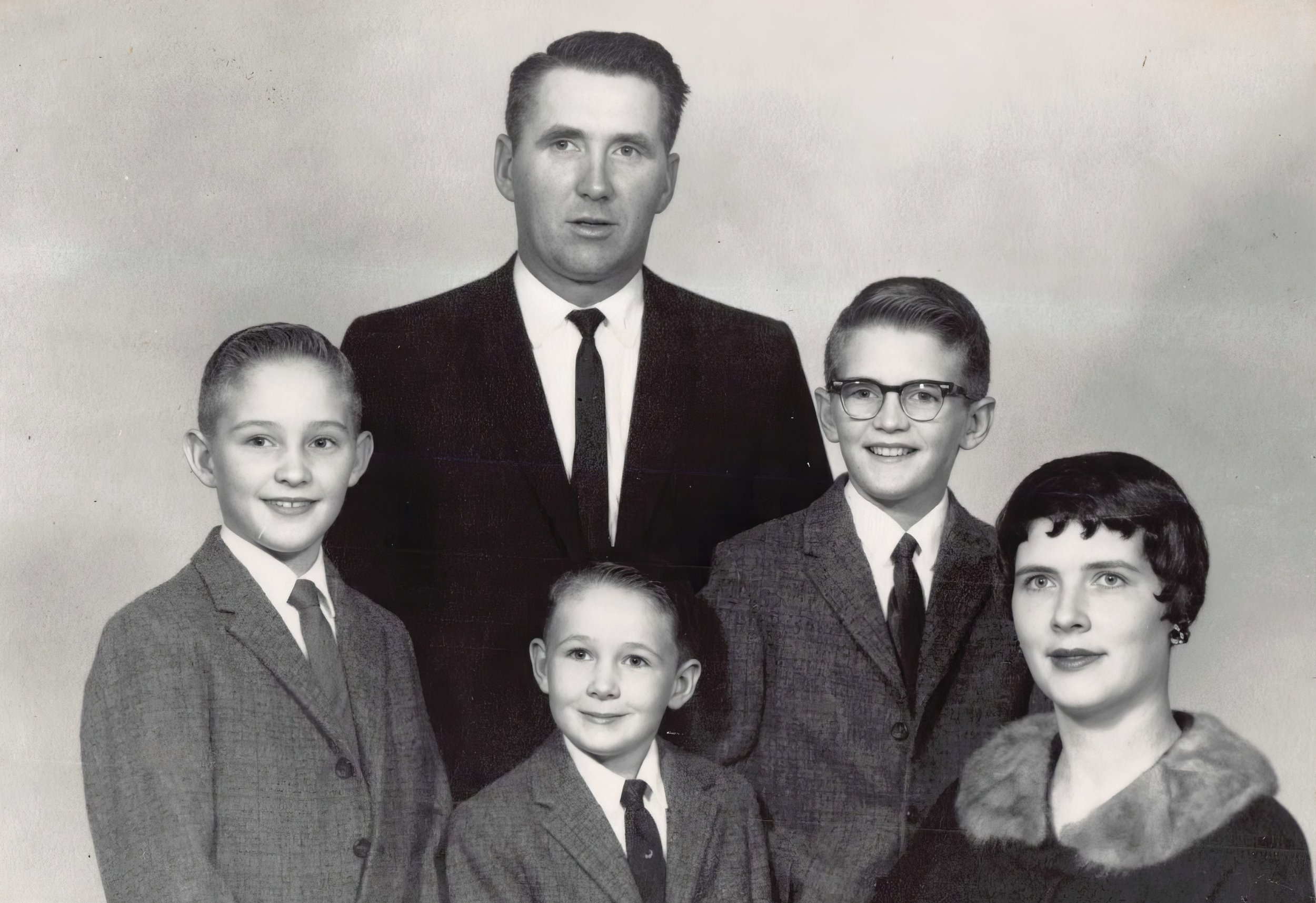 1960s - Front: Fred, Rodger, Greg, & Beverley Hall. Back: John Hall.