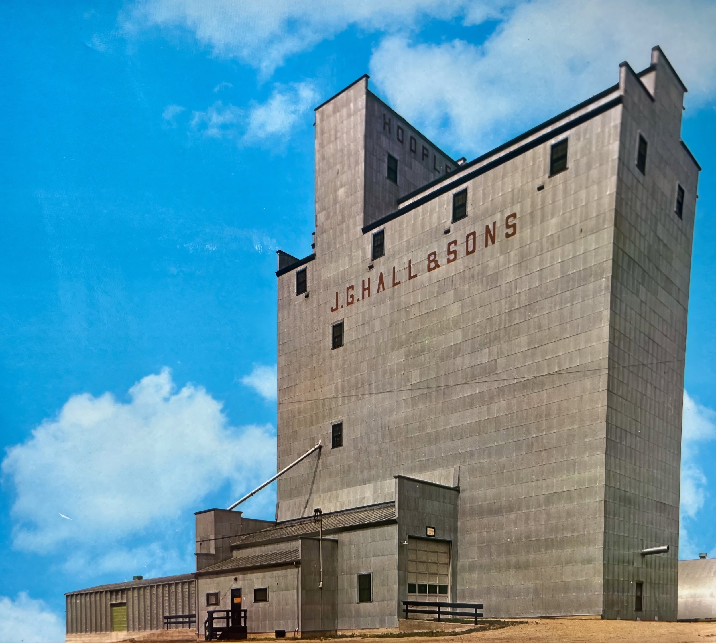 1970s - Hall grain elevator in Hoople, ND.