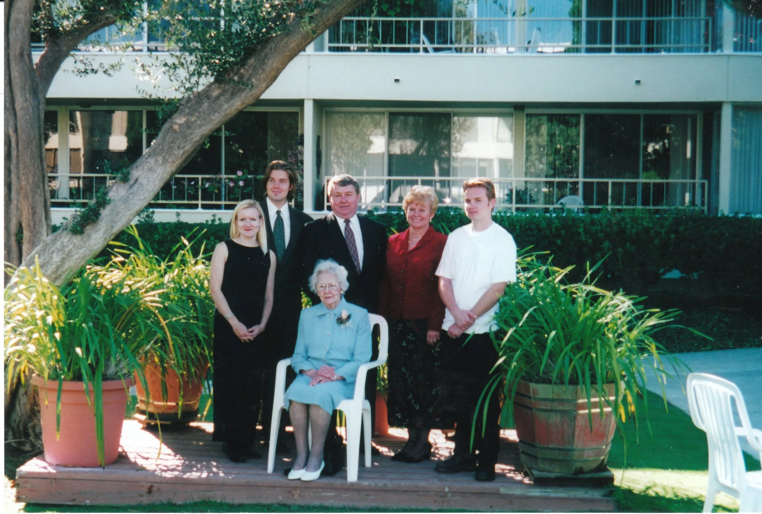2000 - Front: Christine Hall. Back: Jolene & John Doke; Alfred, Margie, & Brandon Hall.