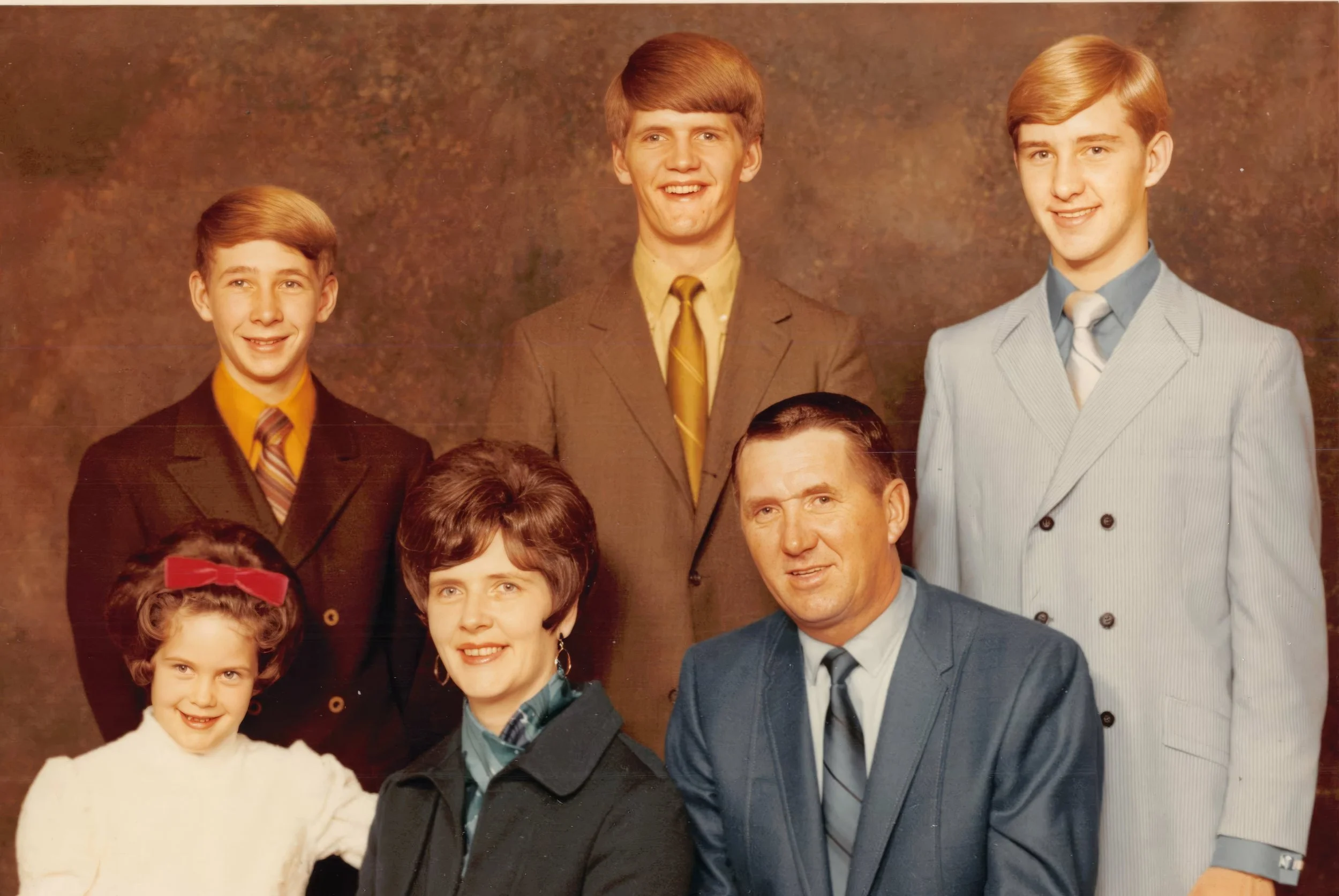 1969 - Front: Connie, Beverley, & John Hall. Back: Rodger, Greg, & Fred Hall.
