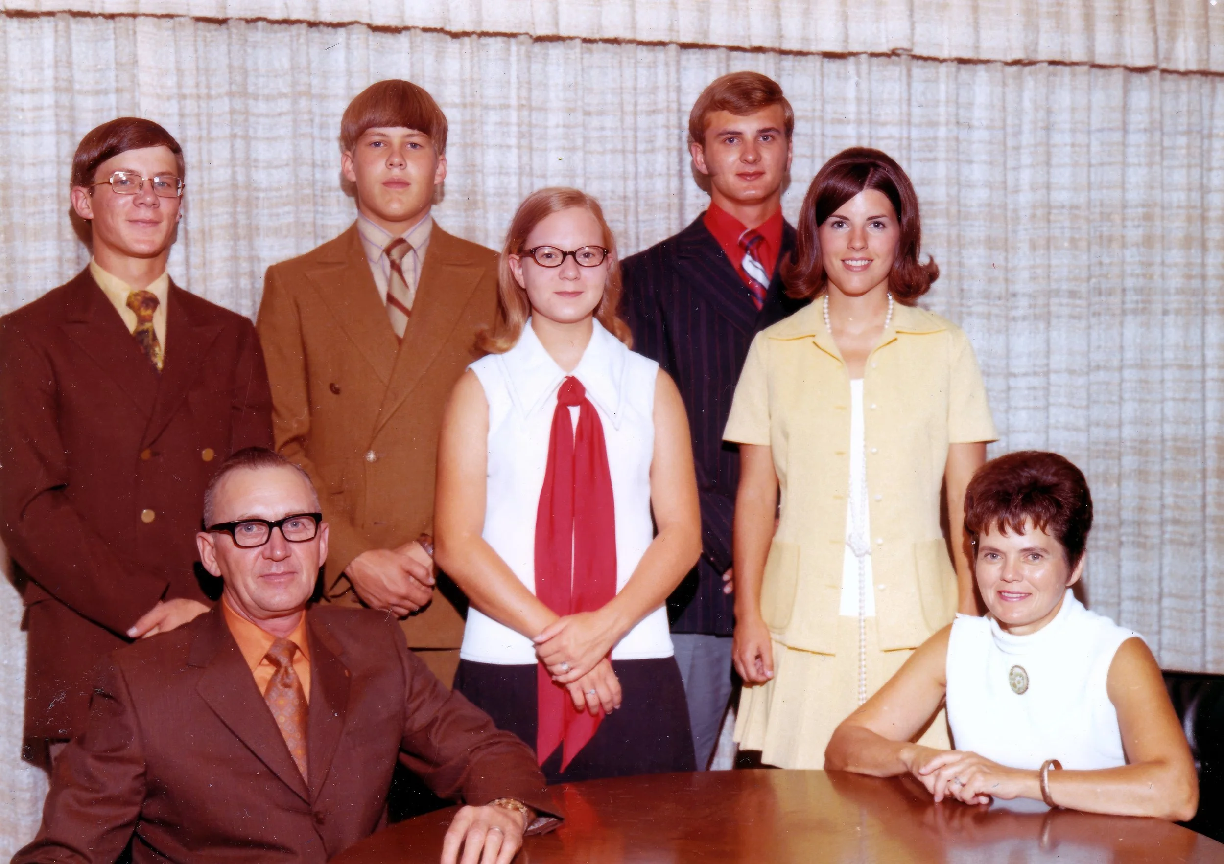 1970 - Front: Bjorn & Wanda (Samson) Hall. Back: Doug, Tom, Laurie, Nick, & Mary Hall.