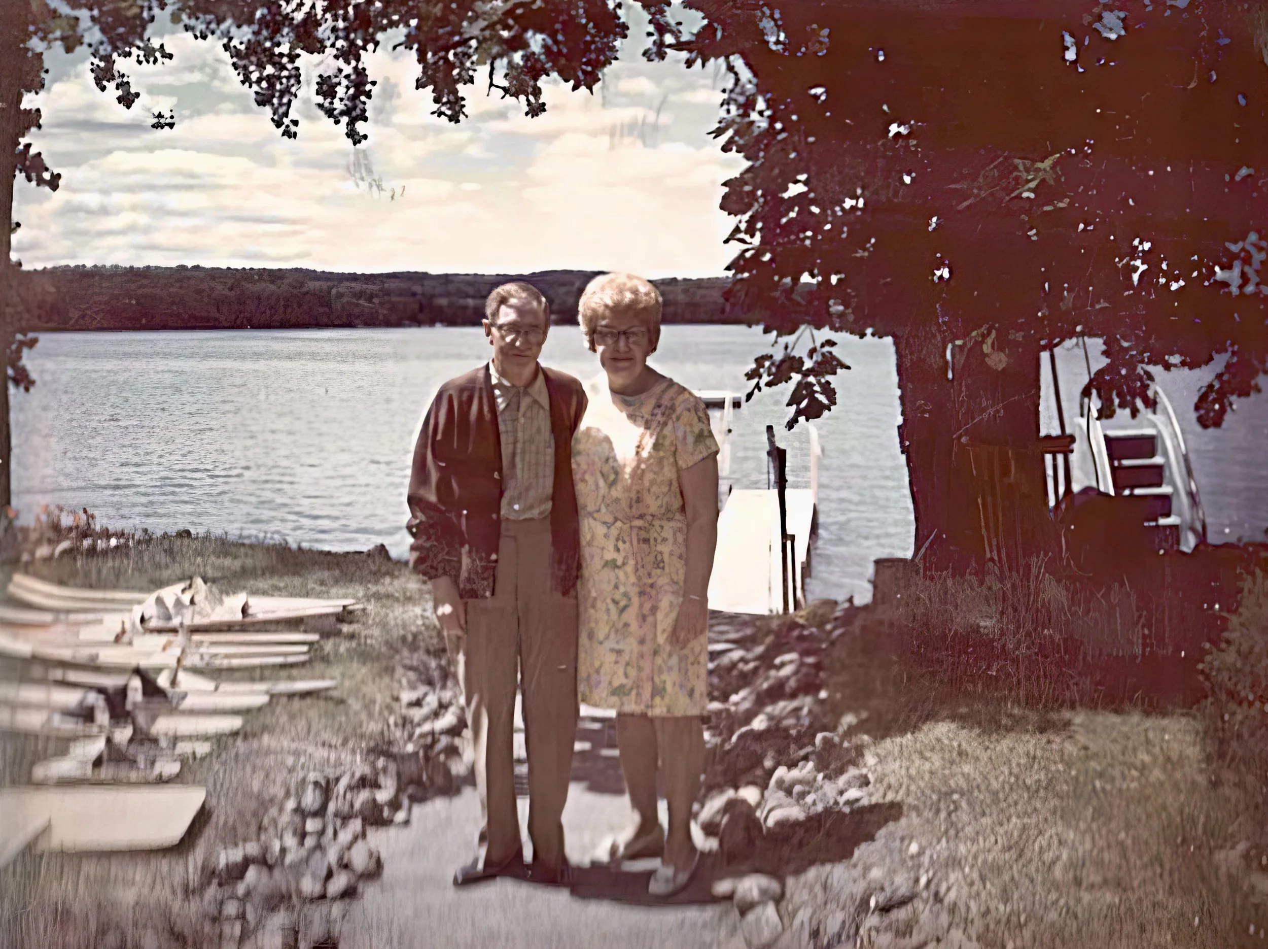 1970s - John & Emma Johnson at Geiger's lake home.