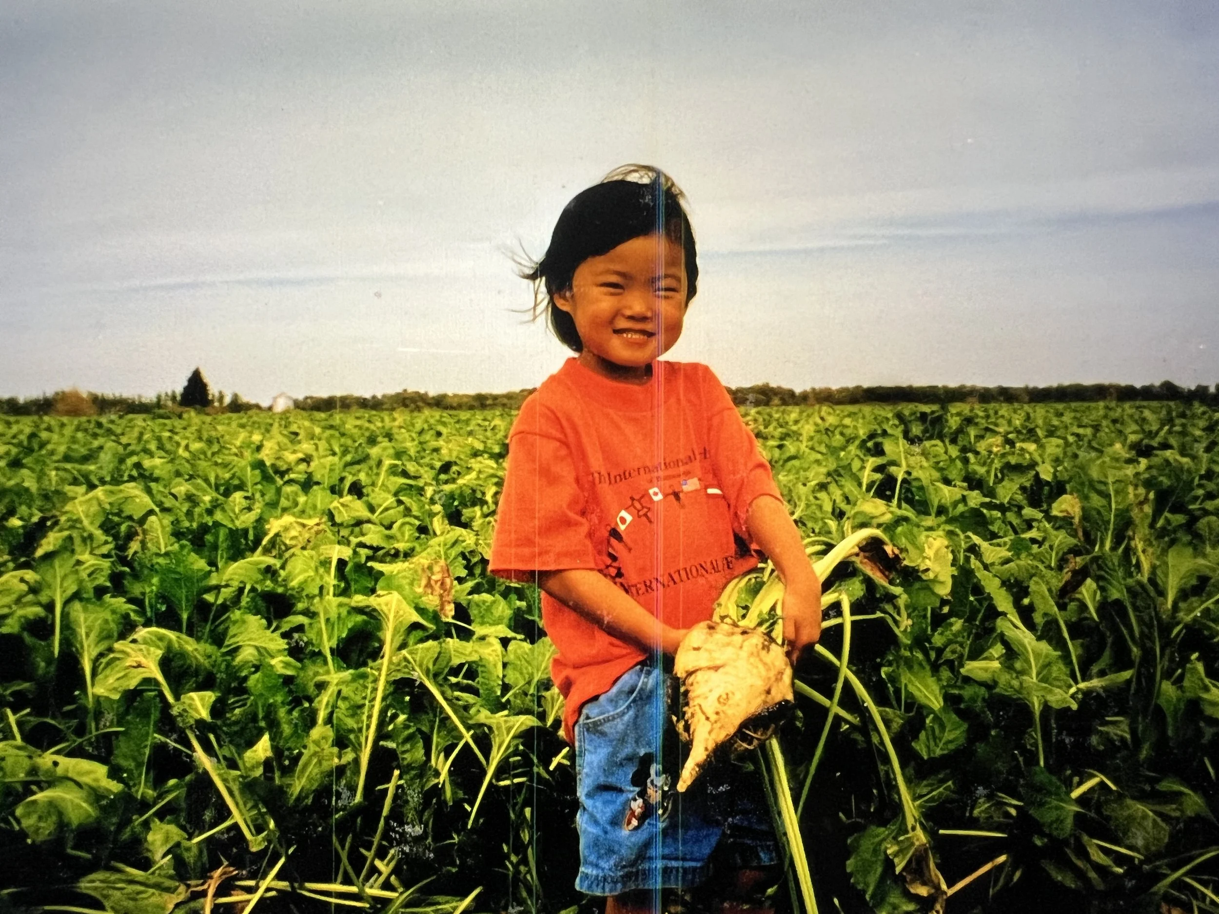 1997 - Leah Swenson in sugar beet field.