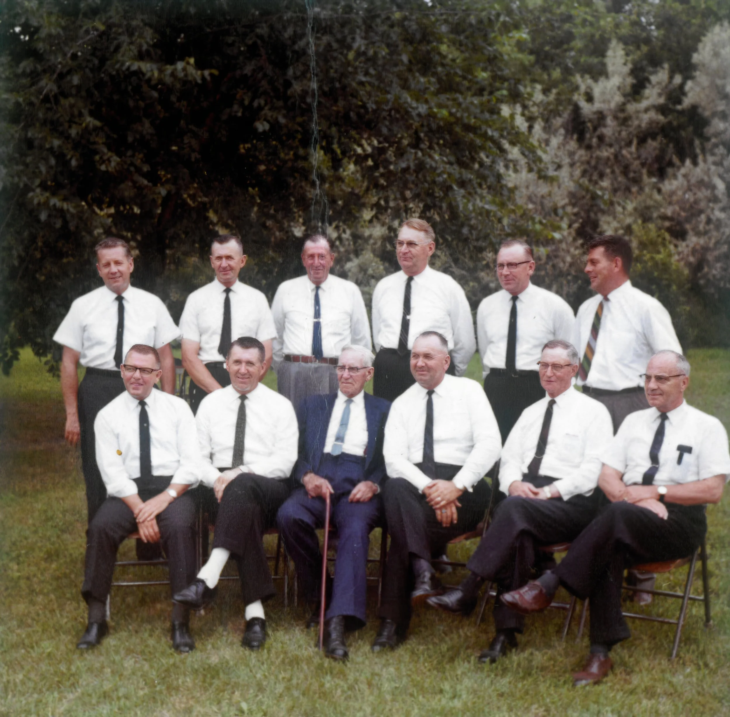 1964 - Brothers & brothers-in-law - Front: Oliver Bolstad; John, J.G. & Bill Hall; John Johnson; Mike Johnson; Back: Steve Helgason, Bjorn Hall, Louis Meier, Joe & Edward Hall, Jack Page