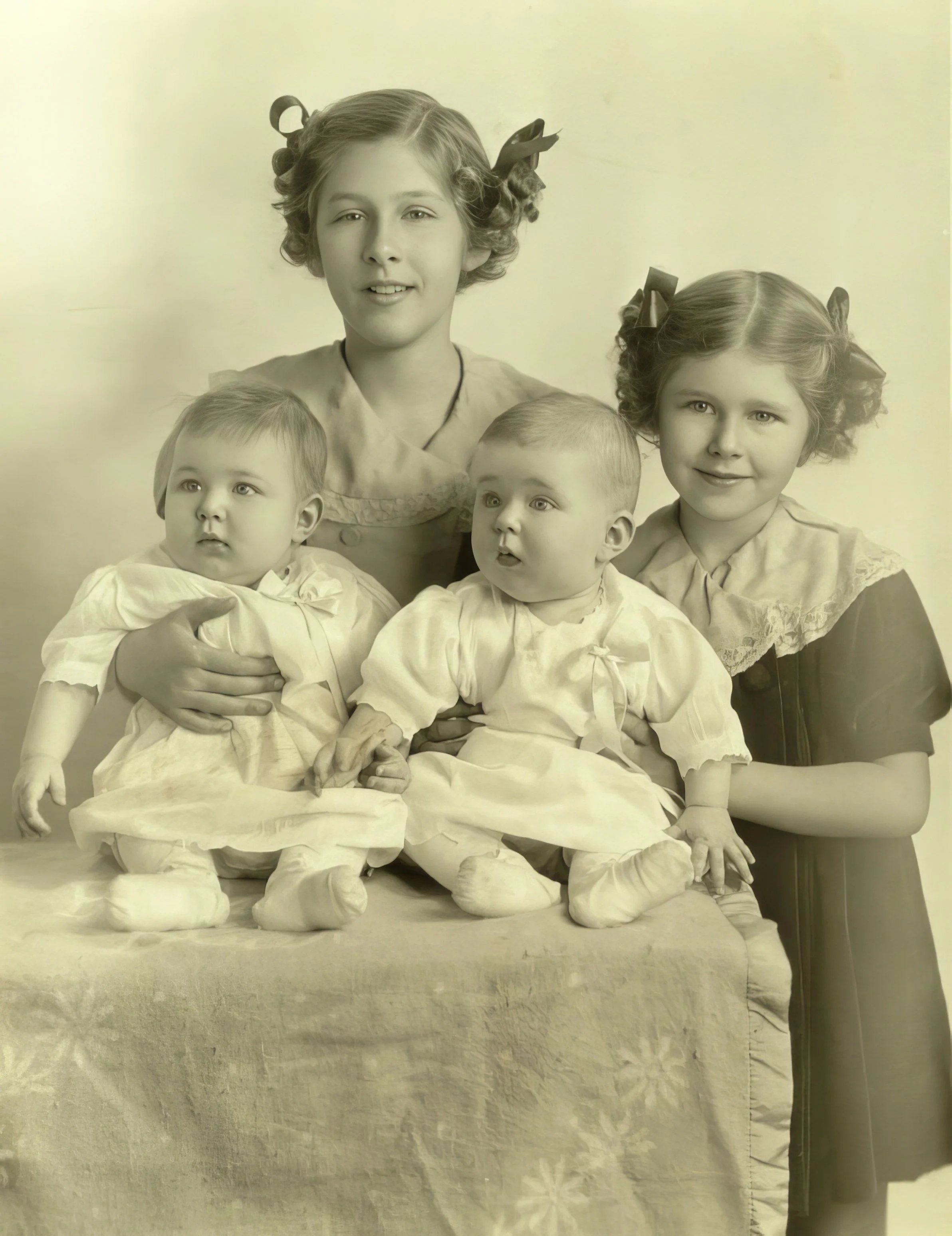 1937 - Front: Marvin & Marilyn Meier. Back: Lois & Dodie Meier.