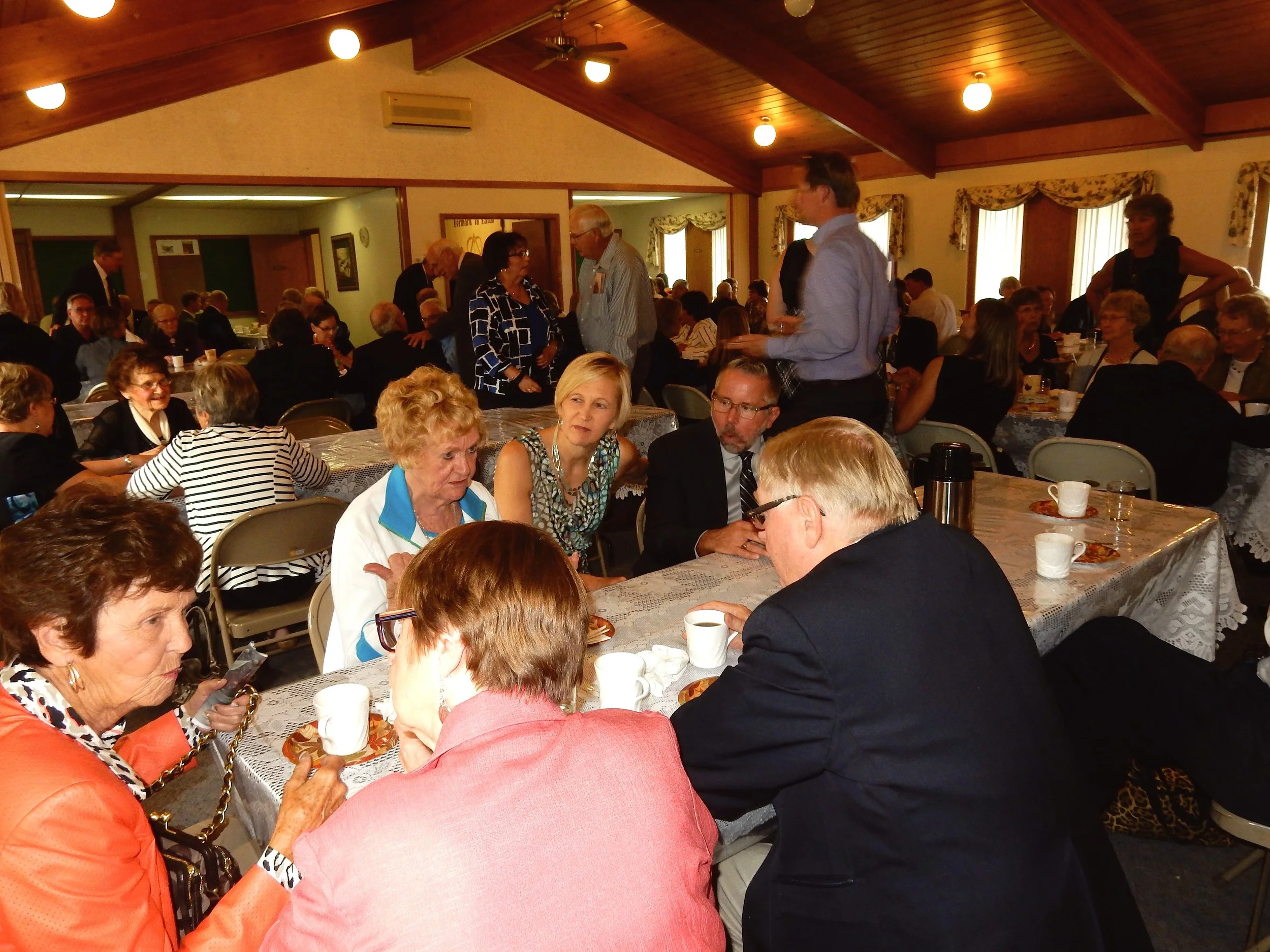 2015 - Christine Hall's funeral - Margie Johnson, Pauline Sherry, Orin Bolstad, JoeAnn Geiger, Joann & Steve Swenson.