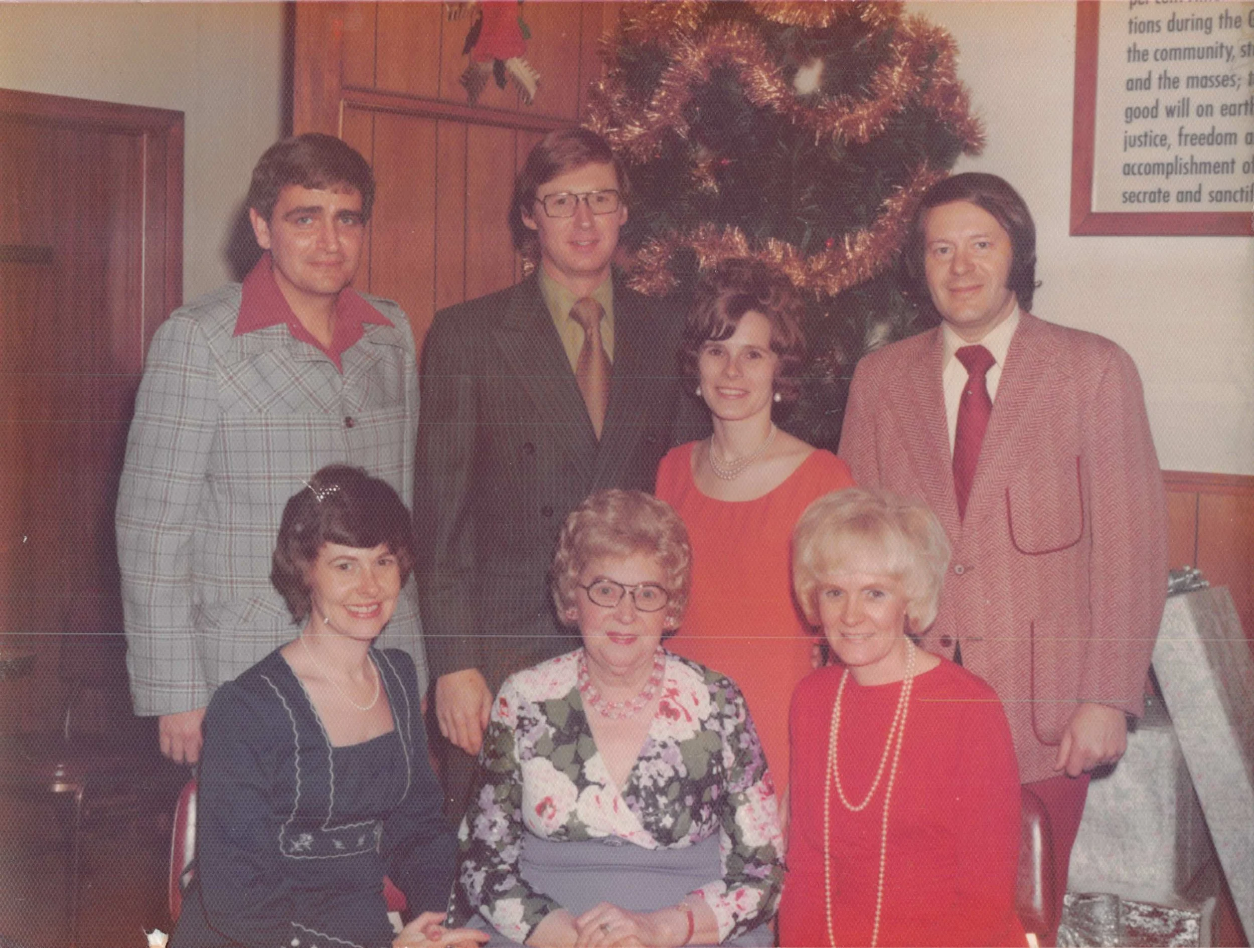 1974 - Front: Pauline Sherry, Emma Johnson,  JoeAnn Geiger. Back: Bud Sherry, John & Kathie Johnson, Harley Geiger.