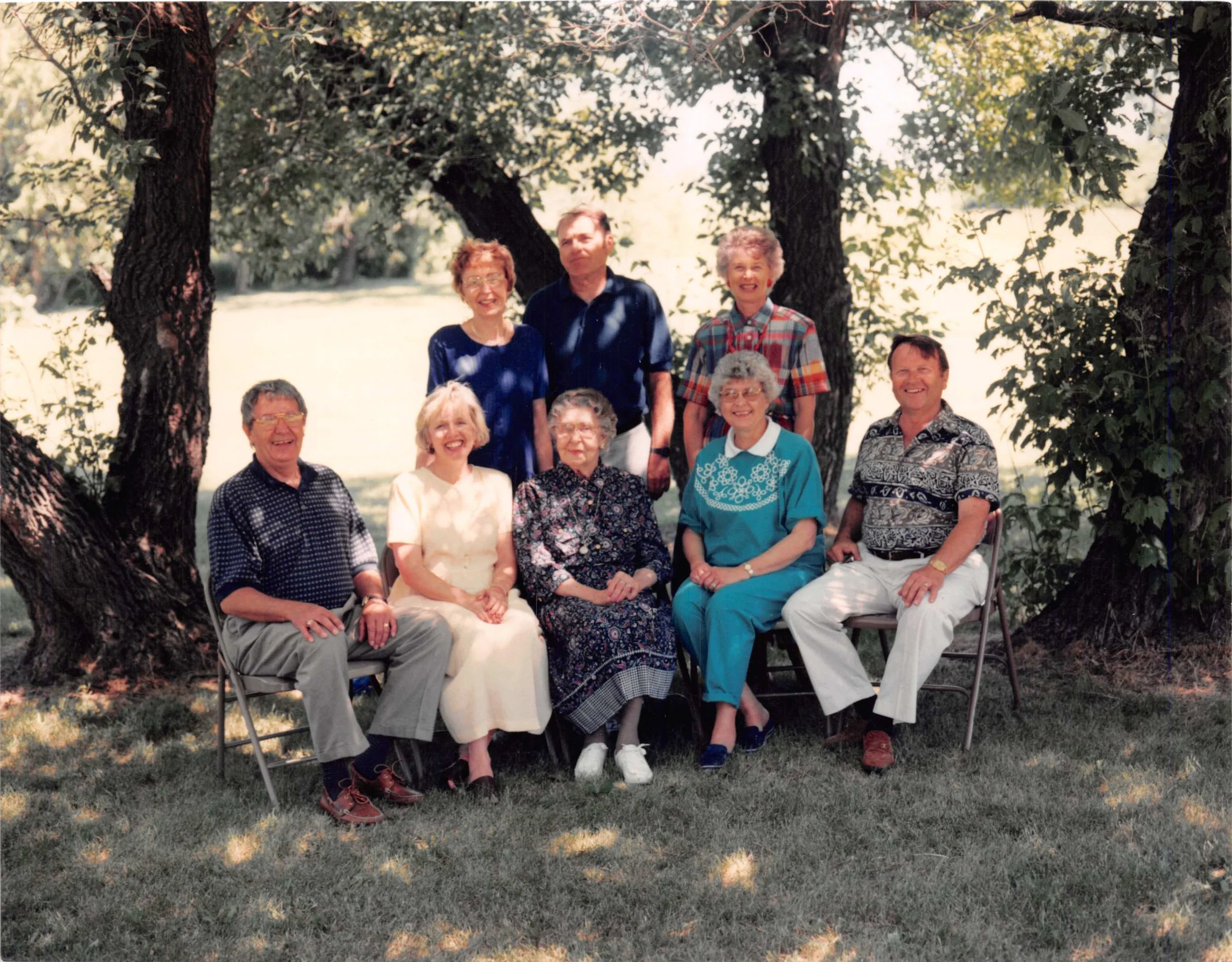 1996 - Front: Marvin, Del Rae, & Marvin Meier; Gladys & Irvin Hammer. Back: Marilyn & Don Hegre, Dodie Boe. 