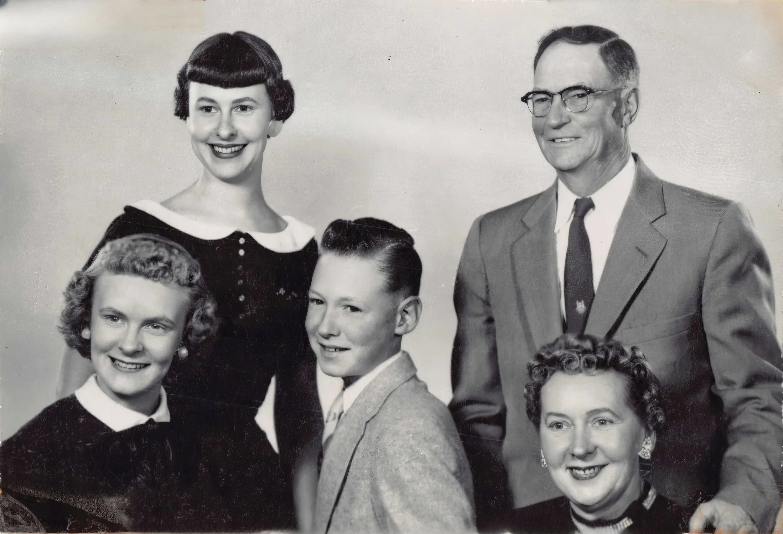 1950s - JoeAnn, Pauline, John, John, & Emma Johnson.