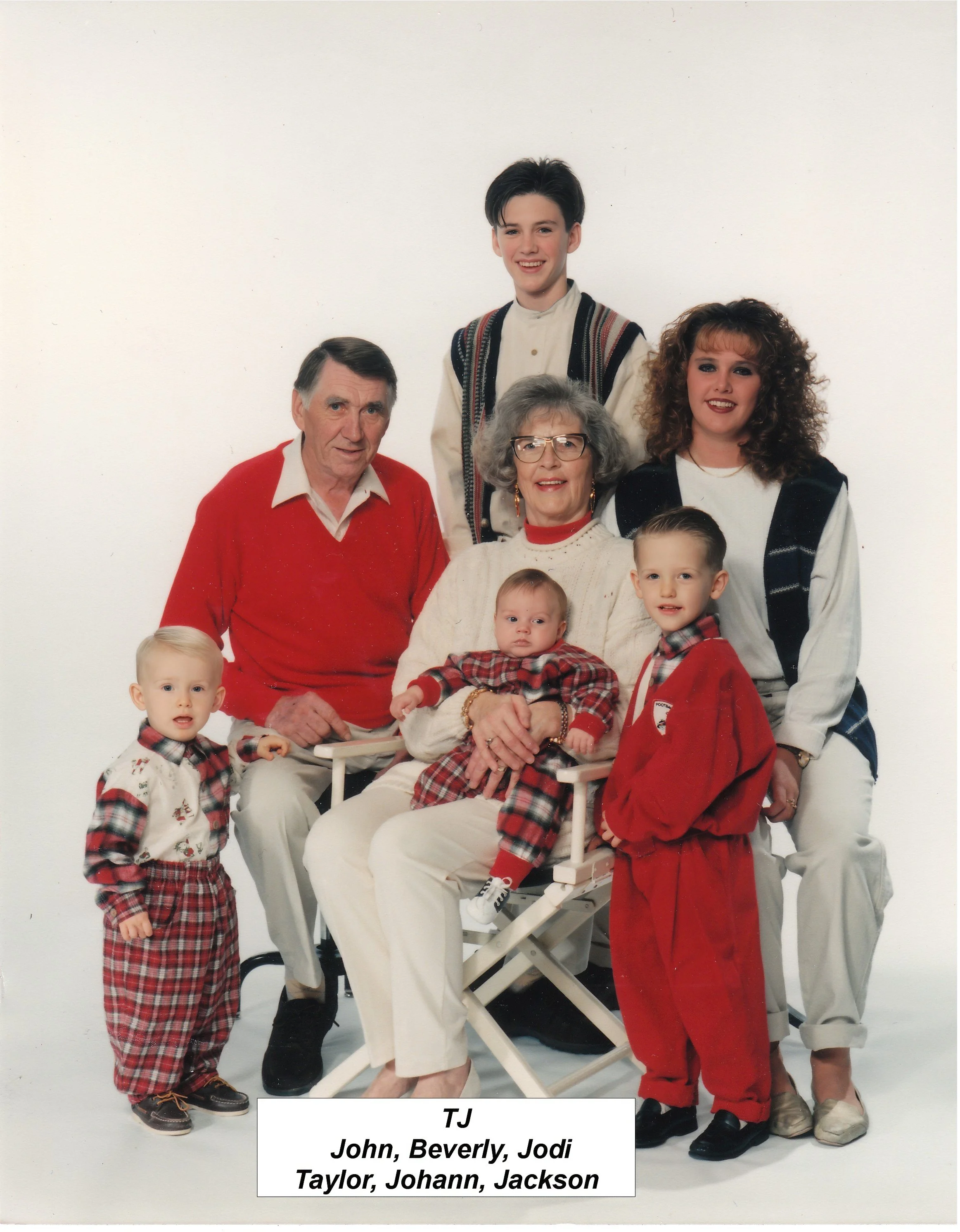 1994 - Front: Taylor Hall, Johann Simpson, Jackson Hall. Middle: John, Beverley, & Jodi Hall. Back: TJ Hall.