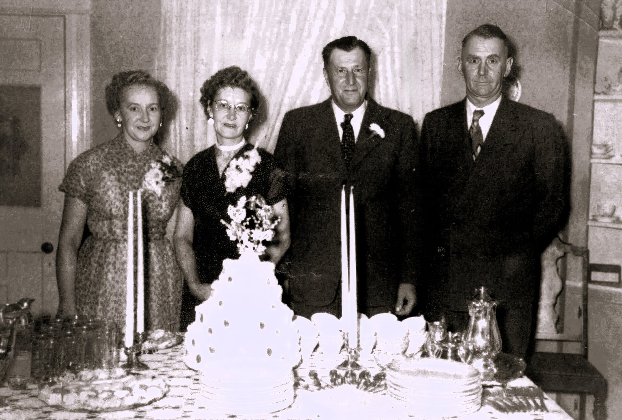 1953 - Emma Johnson, Mae & Louis Meier, Joe Hall.