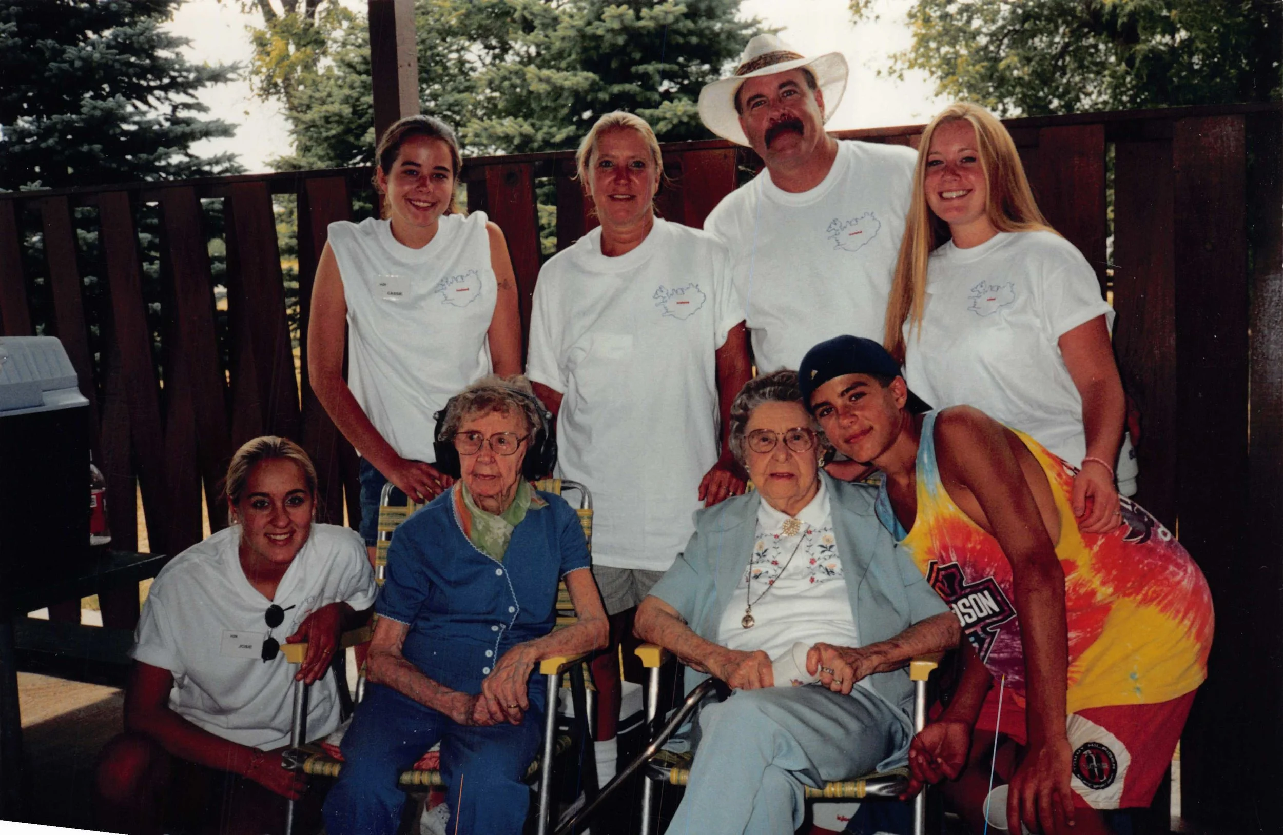 2000 - Front: Josie West, Rose Bolstad, Mae Meier, Michael West. Back: Cassie, Deb, Ric, & Carly West.
