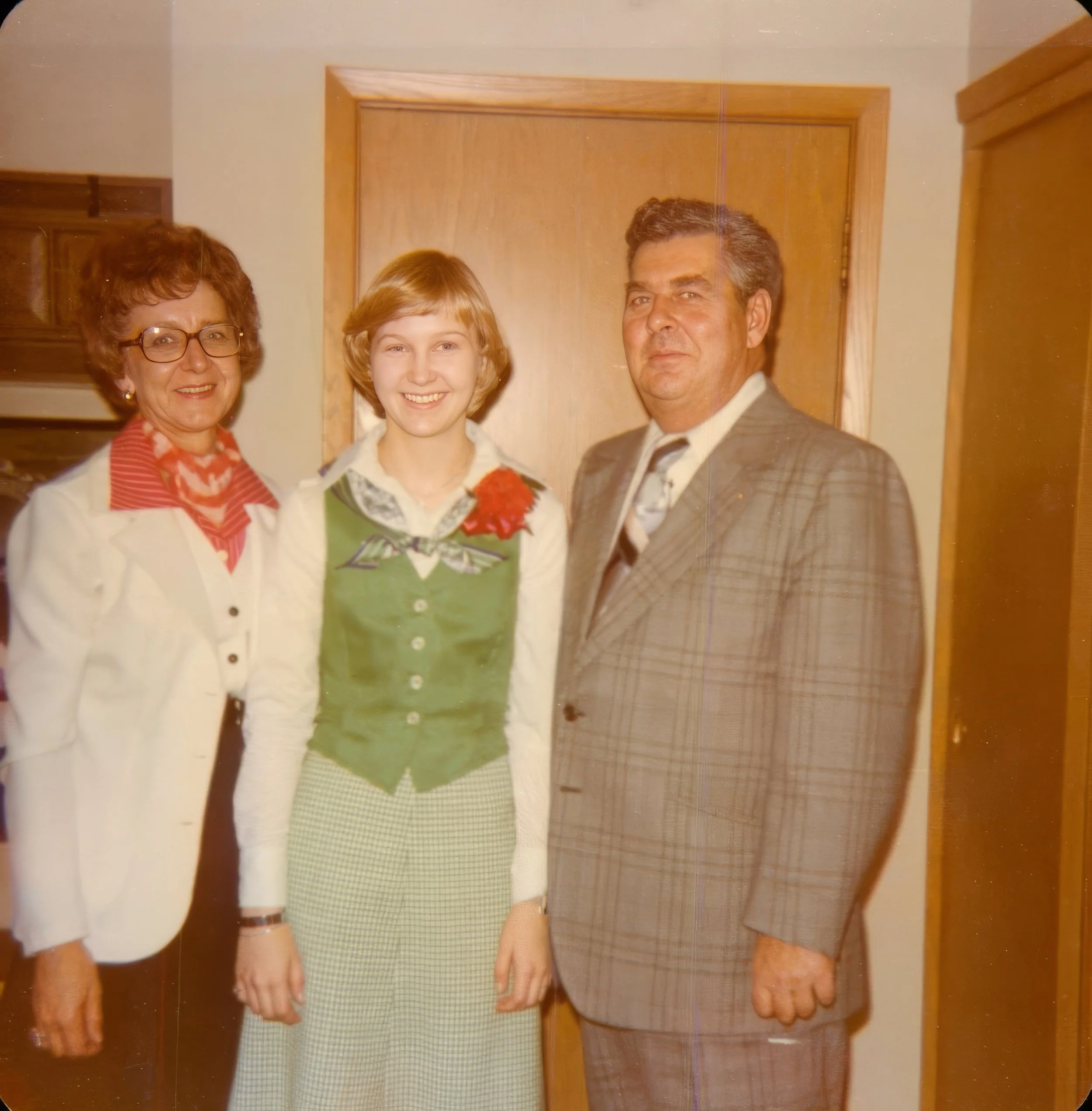 1975 - Pauline Page, Joann Hall, Jack Page.