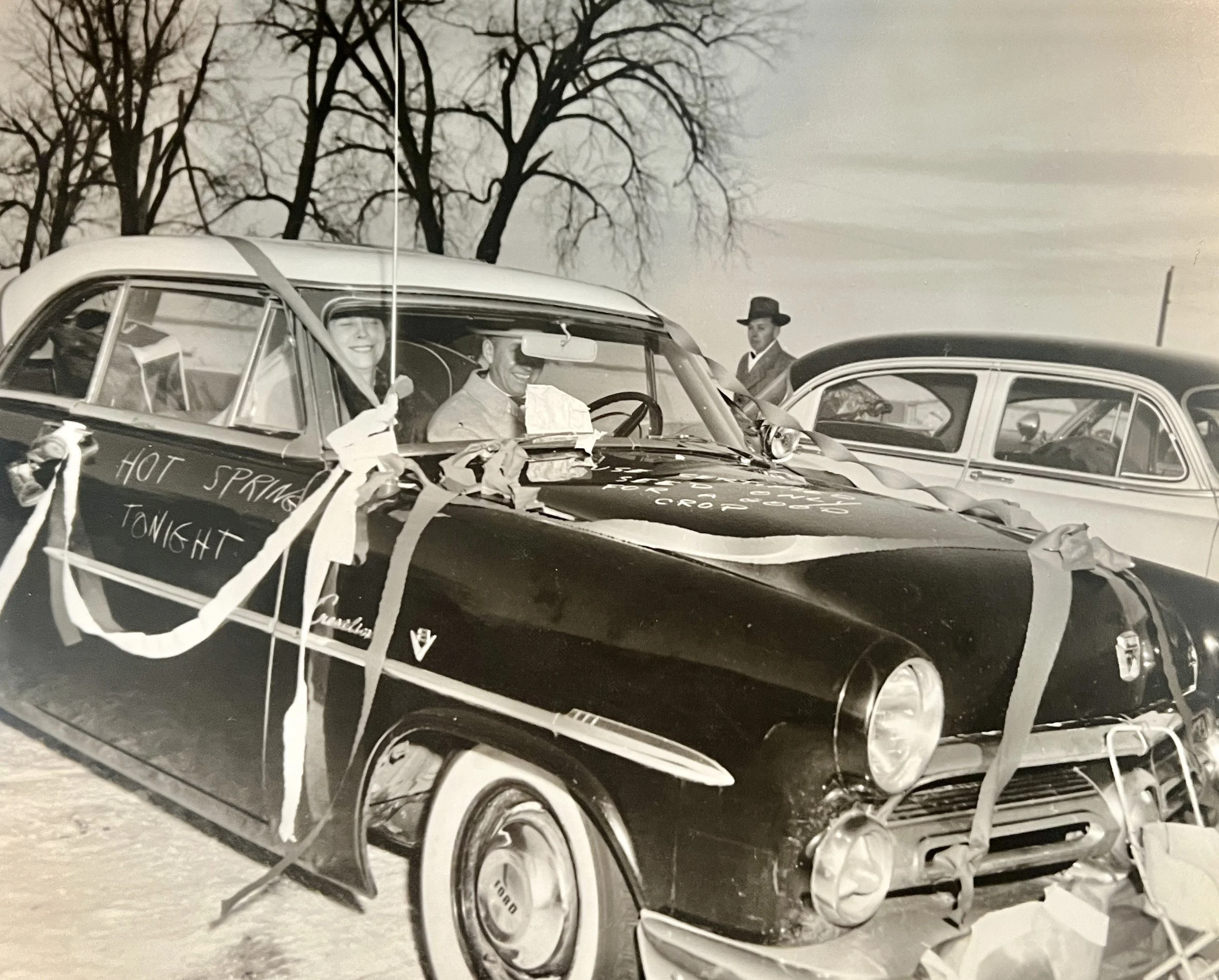 1955 - Bernice & Bill Hall leaving on their month-long honeymoon during which they collected soil samples in every state they visited.