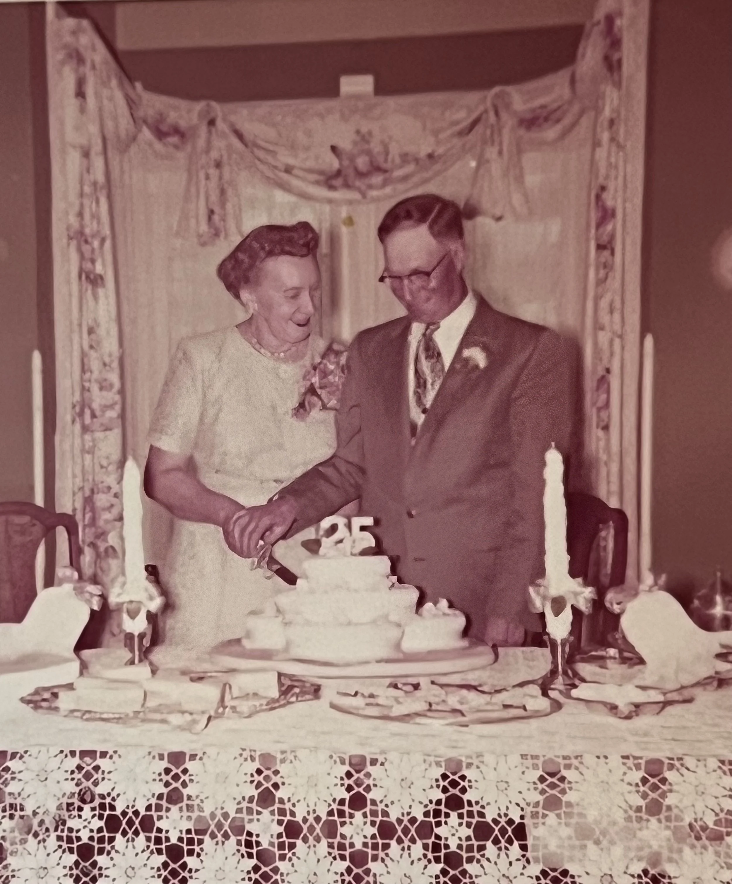 1956 - Emma & John Johnson at their 25th anniversary party.