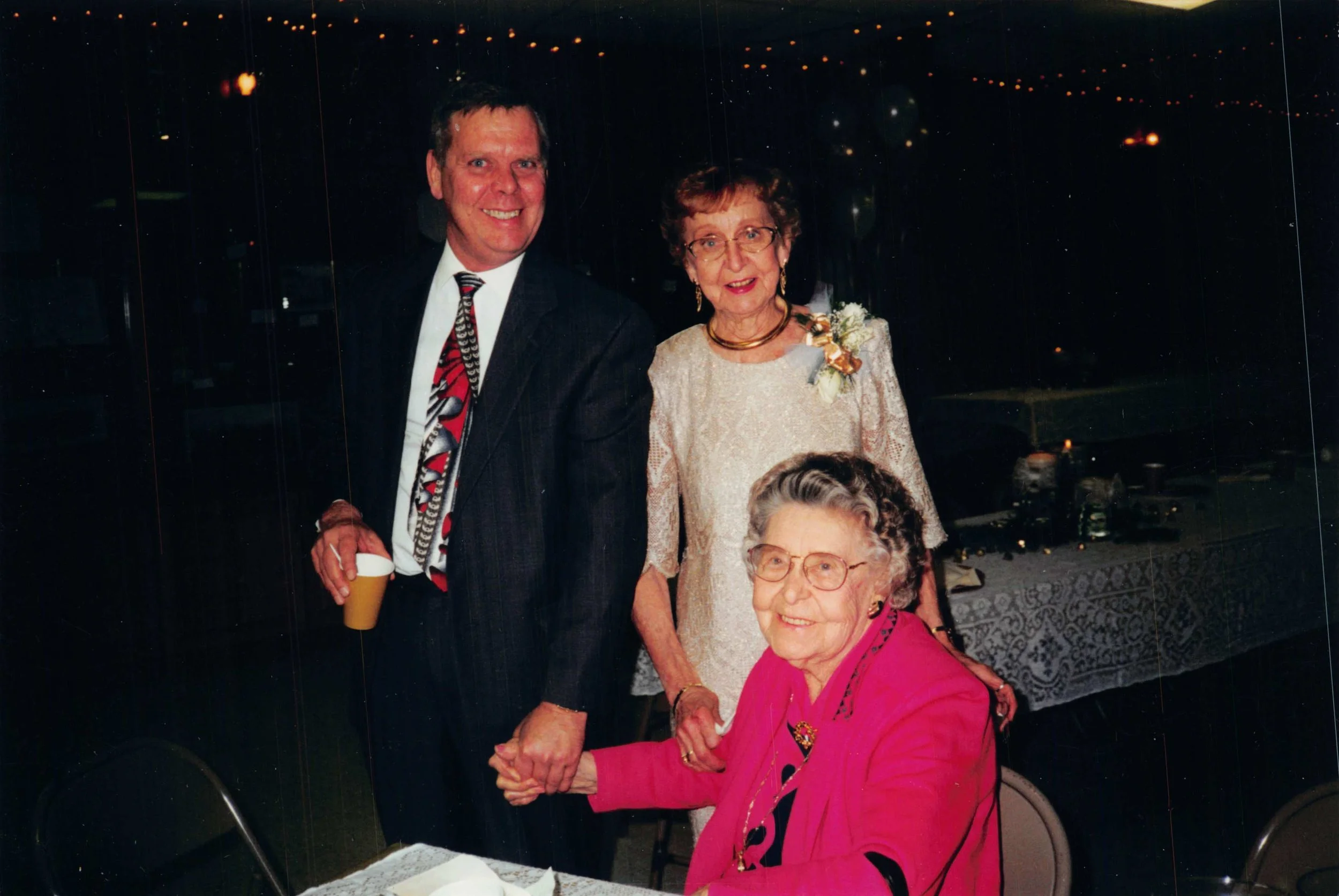 1999 - Jack & Pauline Page's 50th anniversary party - Jon & Pauline Page, Mae Meier.