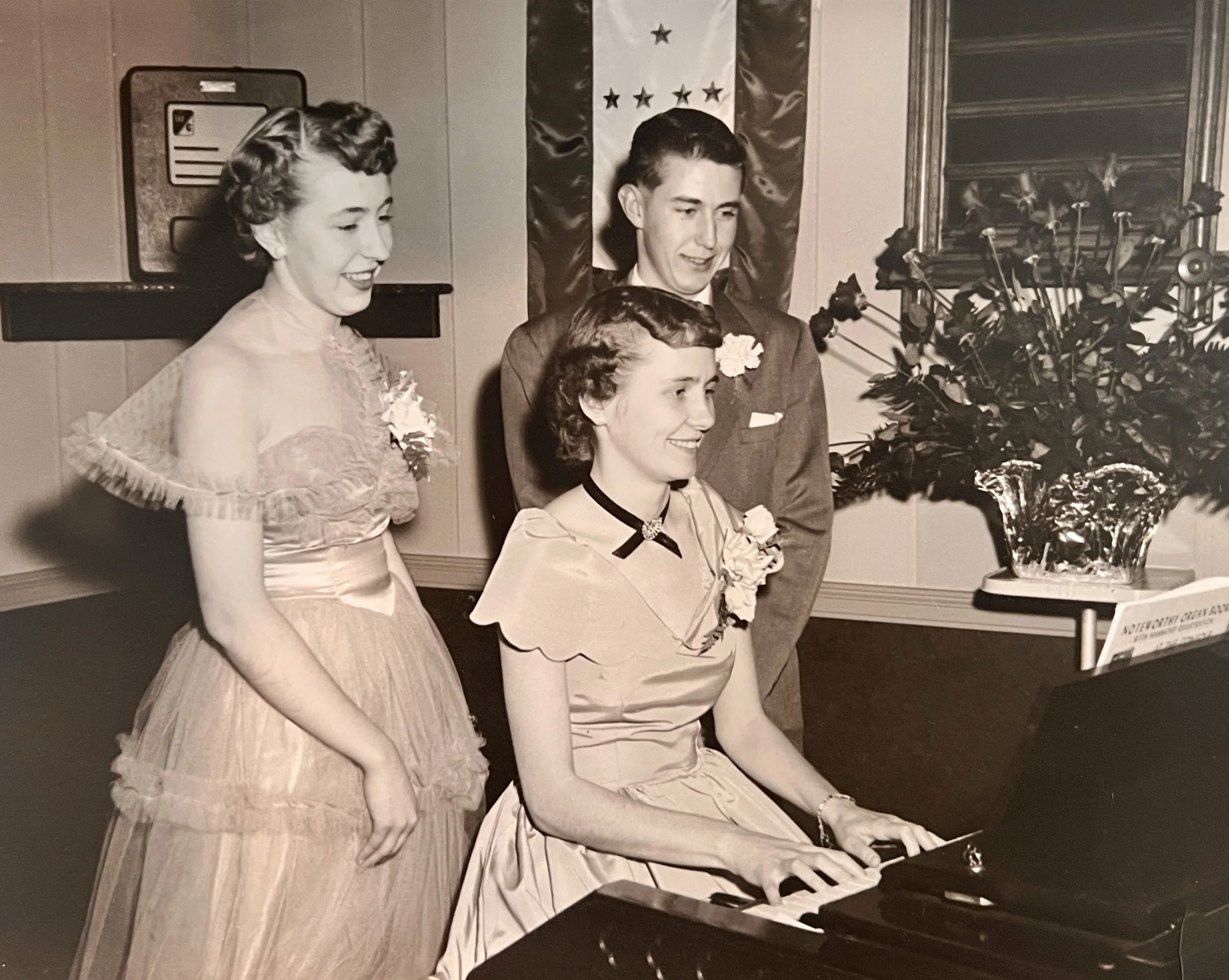 1955 - Marilyn & Marvin Meier singing at Bill & Bernice Hall's wedding. Pianist - unknown.