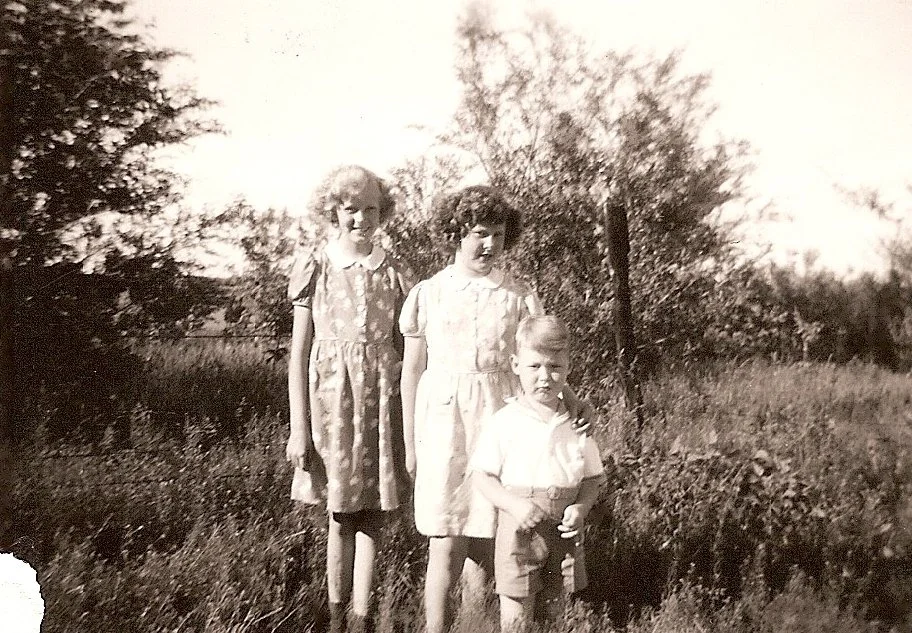 1940s - JoeAnn, Pauline, & John Johnson.