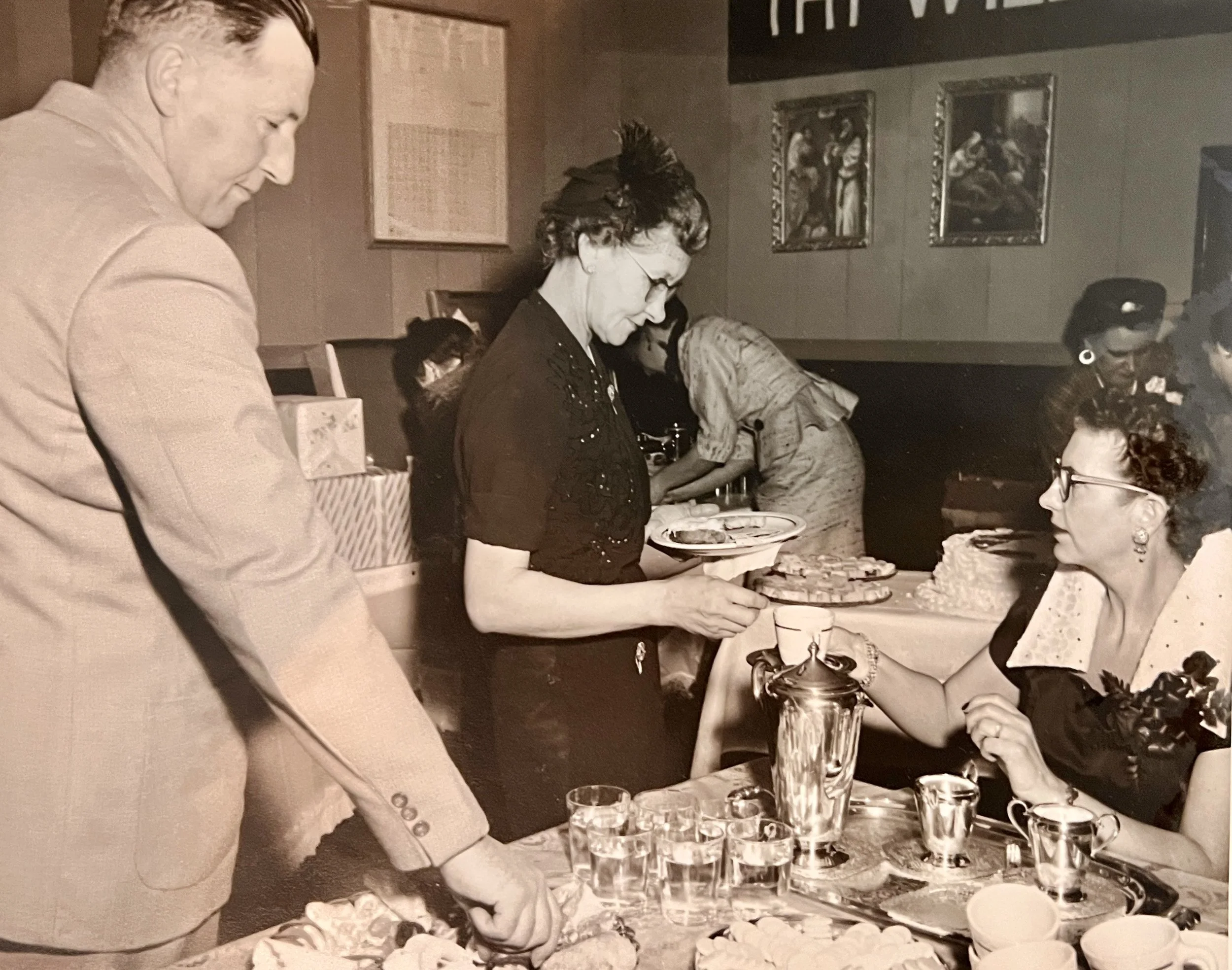 1955 - Louis & Mae Meier and Lila Monson at Bill & Bernice Hall's wedding.