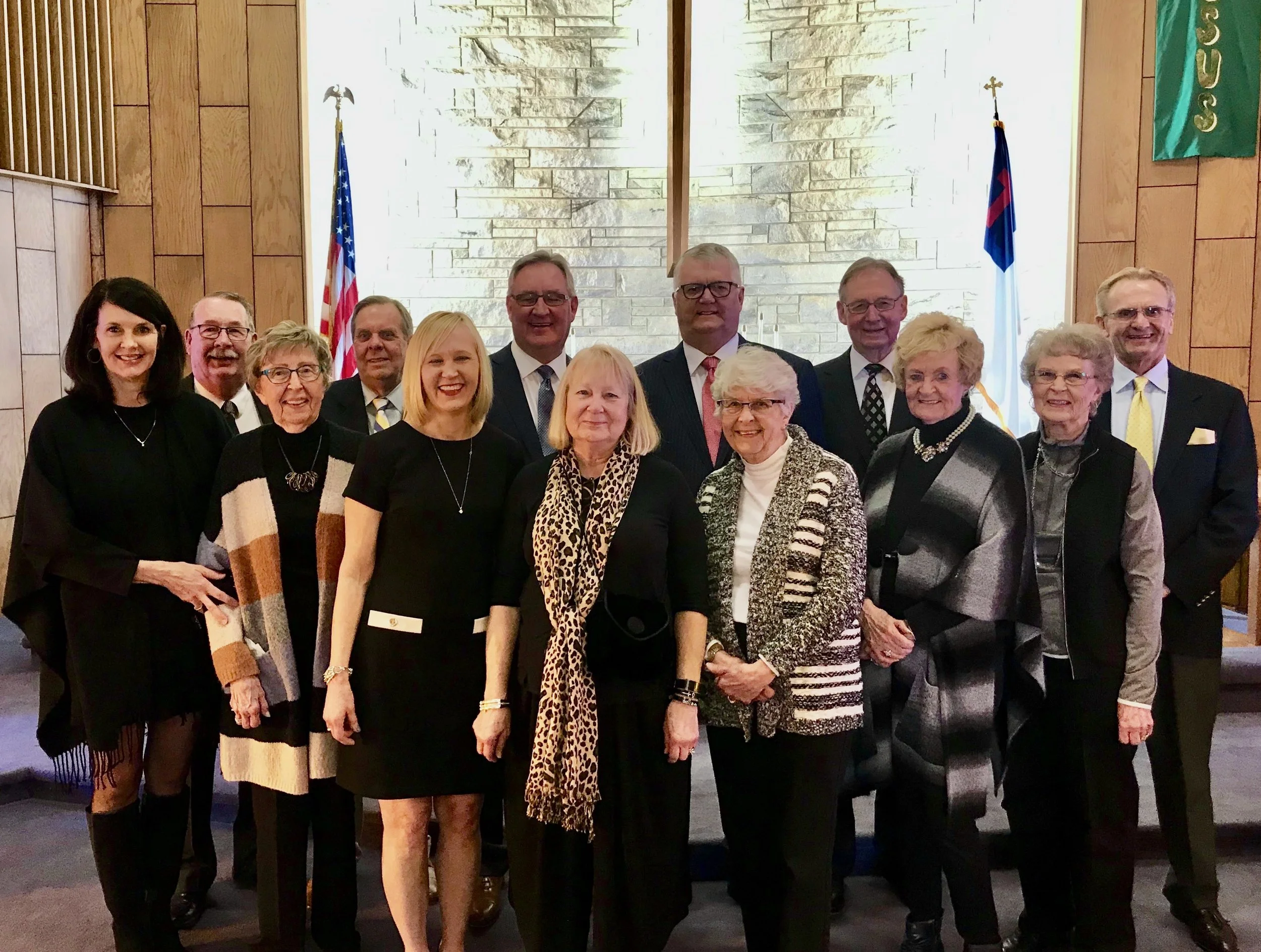2019 - 1st cousins at Beverley Hall's funeral -  Front: Connie Simpson, Marilyn Hegre, Joann Hall Swenson, Laurie Larson, Gladys Hammer, JoeAnn Geiger, Dodie Boe. Back: Rodger Hall, Jon Page, Fred Hall, Greg Hall, John Johnson, Nick Hall.