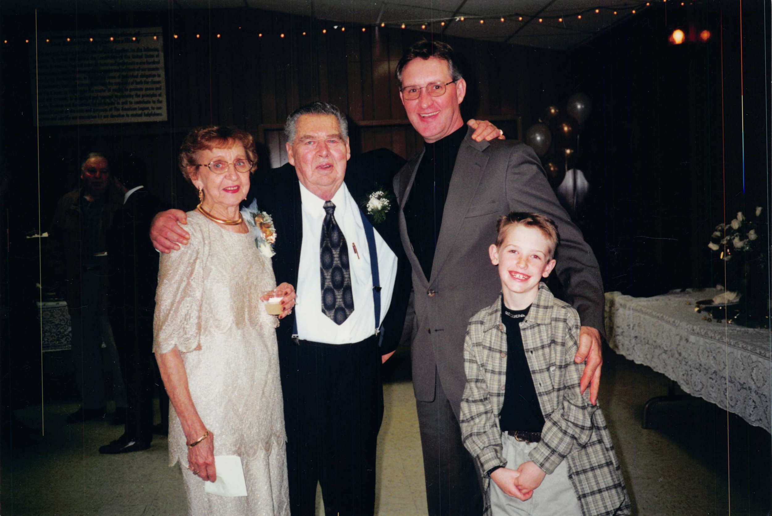 1999 - Page's 50th anniversary party - Pauline & Jack Page, & Fred & Jackson Hall.