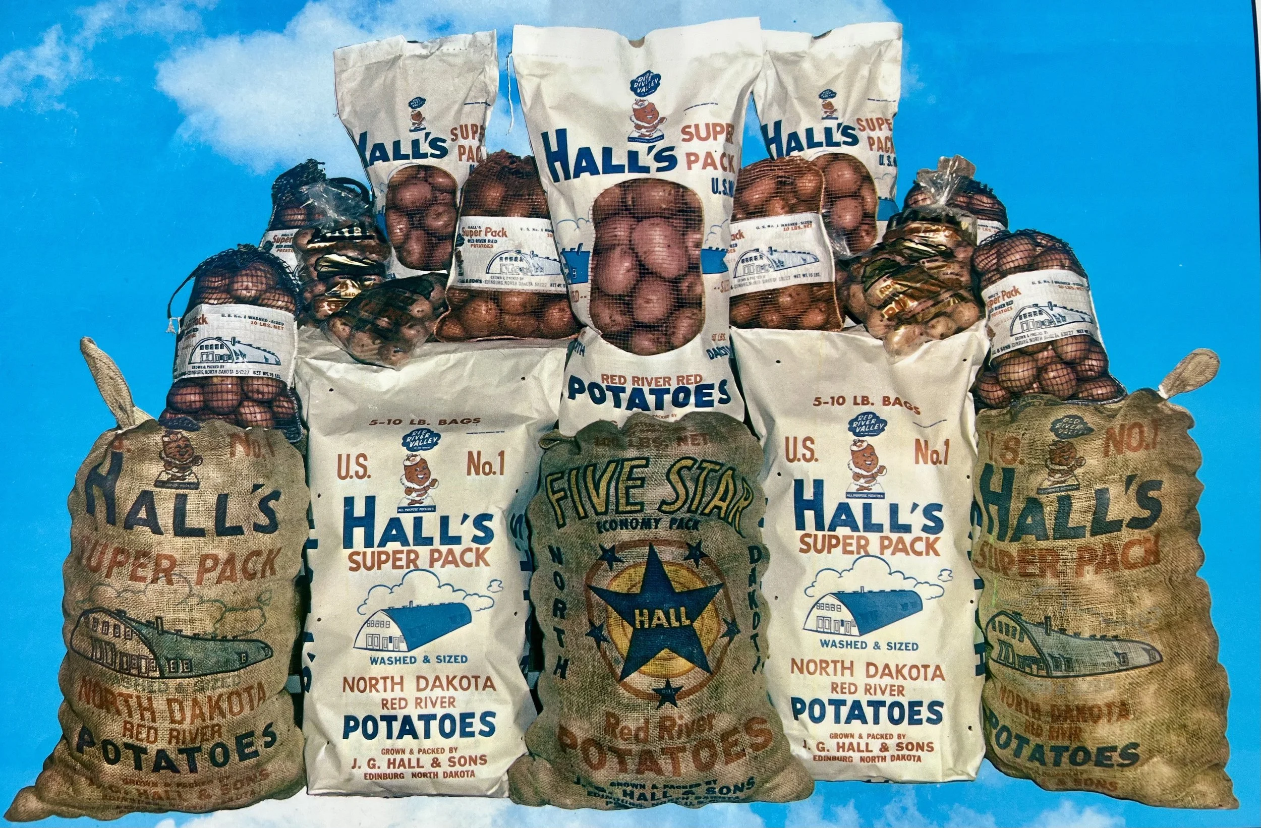 1970s - Hall potato bags.