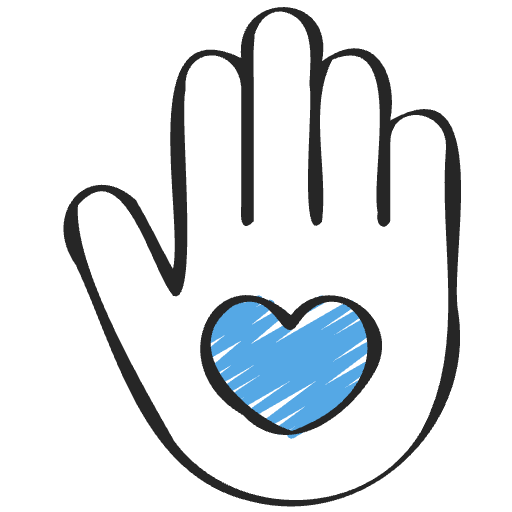 A blue medical cross with a black outline and a heartbeat line in the center
