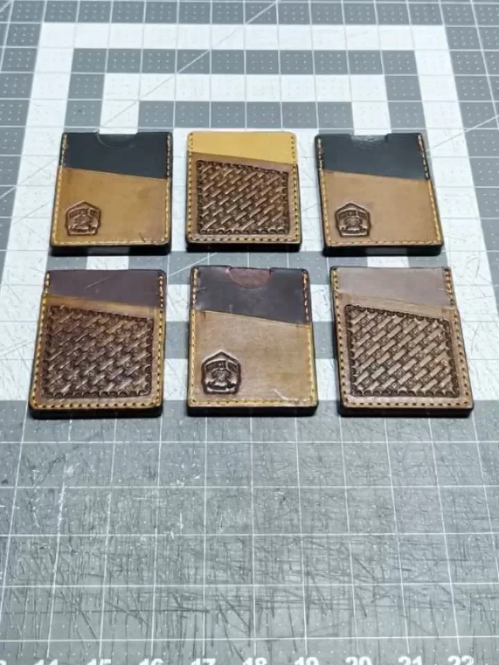Trying out something new! I liked the one that I've carried so much I made a few more so someone else can try one too! 

Built small enough for the front pocket and big enough to carry up to 5 cards and some cash comfortably (once broken in of course