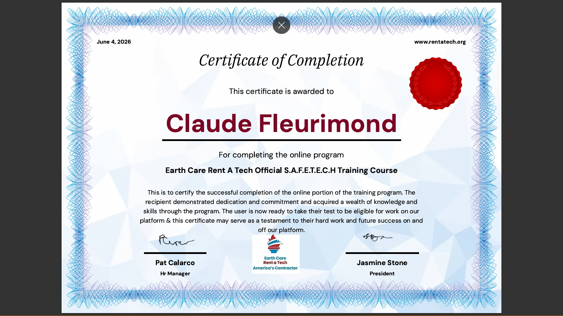 EARTHCARE CERTIFIED