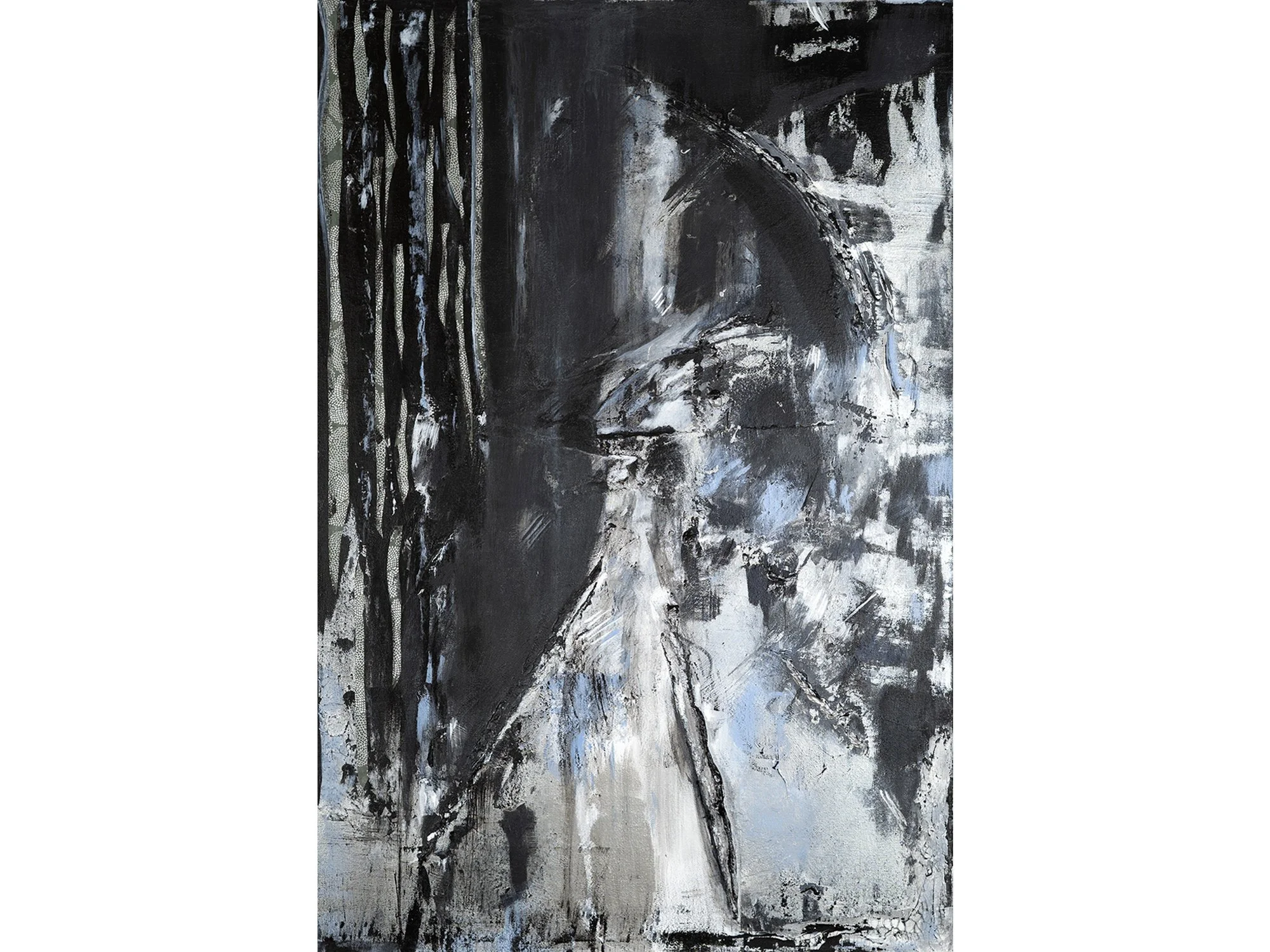 Silver Fox, mixed-media artwork by Samantha Paris Estes.