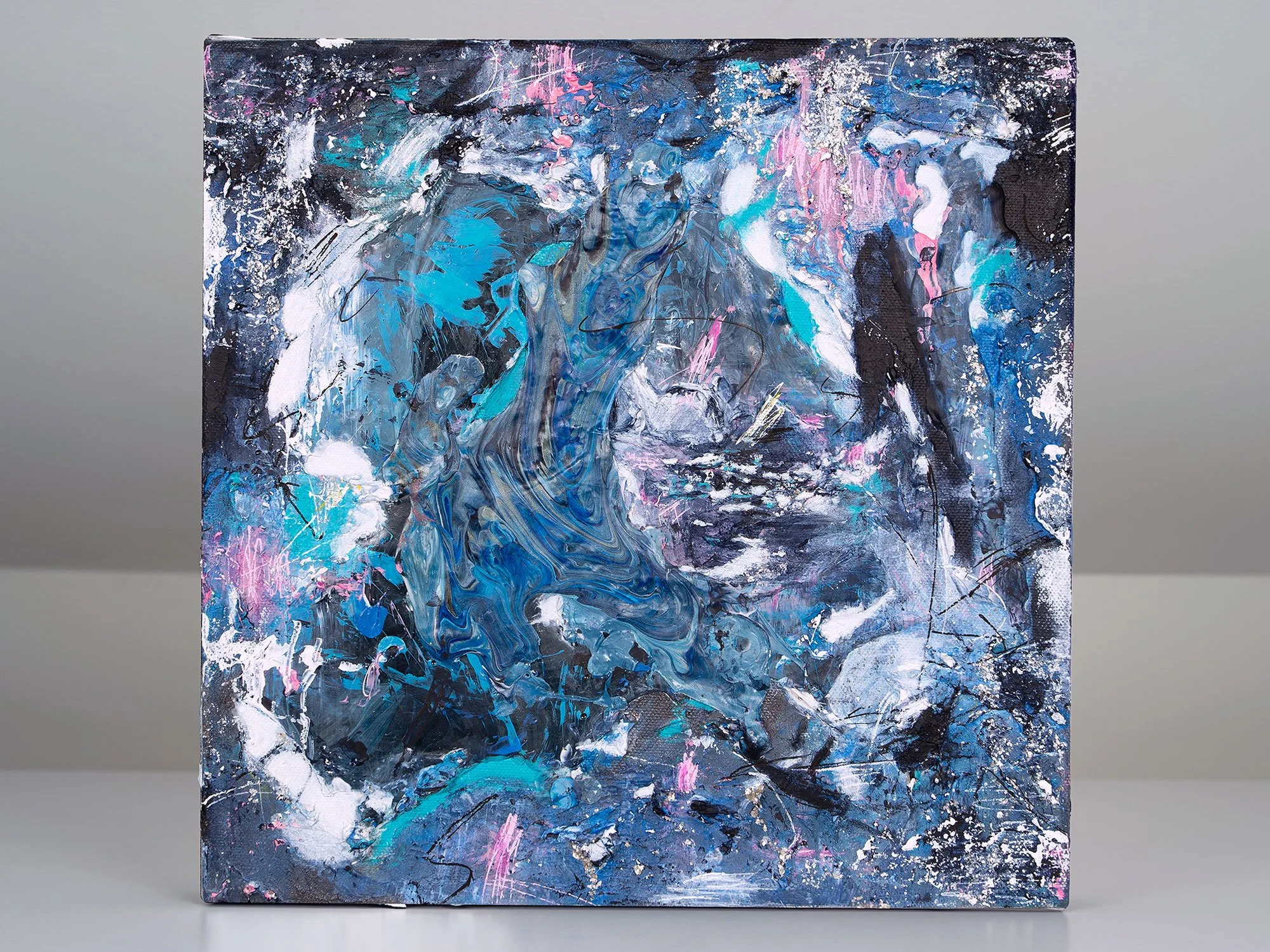 Dinner at the Pool, mixed-media artwork by Samantha Paris Estes.