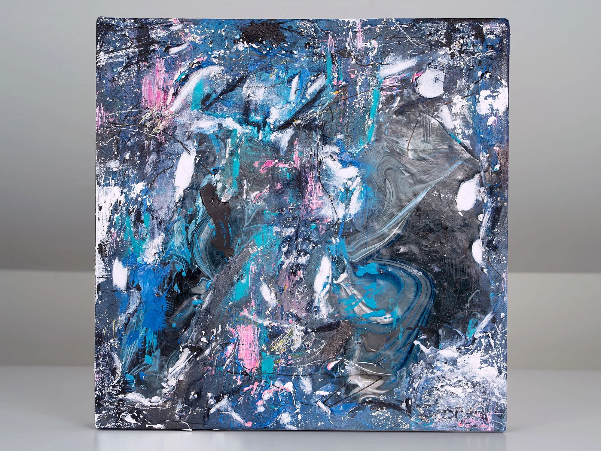 Dinner at the Pool, mixed-media artwork by Samantha Paris Estes.