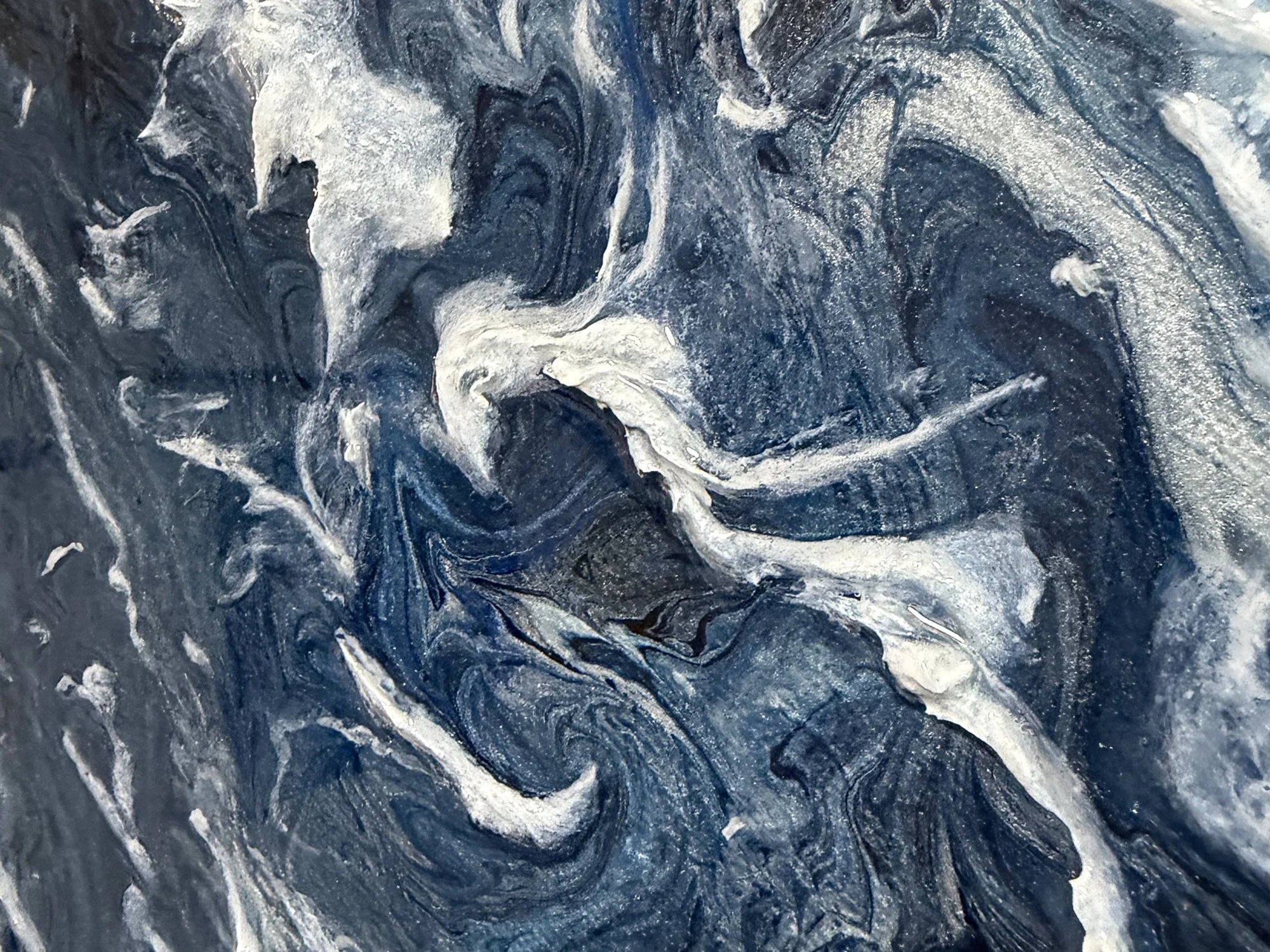 Close-up detail of texture and resin on Immersed Series V13 by Samantha Paris Estes.