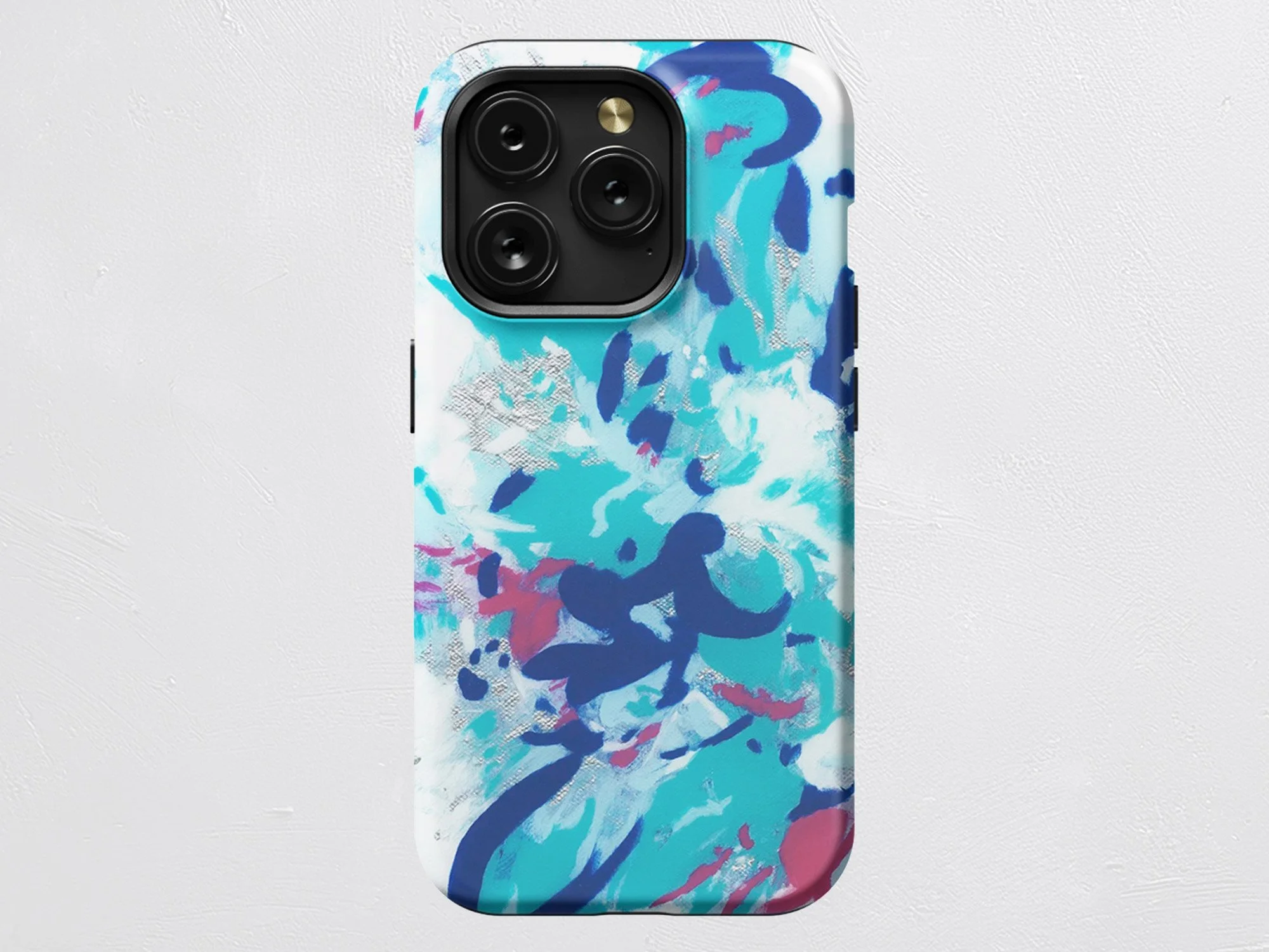 Custom art phone case featuring original abstract painting.