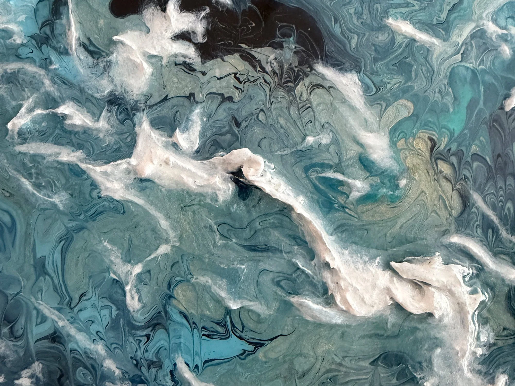 Close-up detail of texture and resin on Immersed Series V15 by Samantha Paris Estes